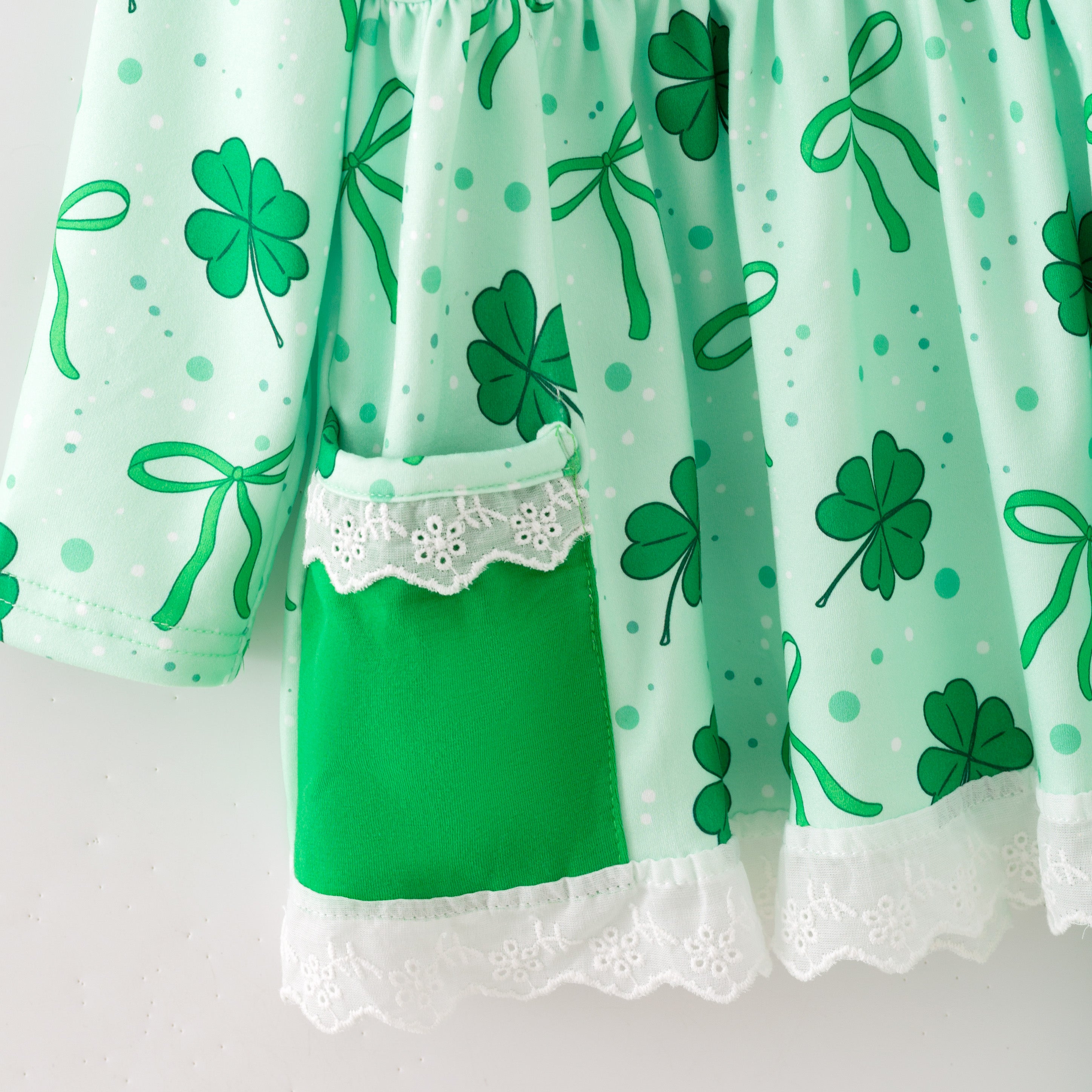 （In Stock）Girls St. Patrick's Day Shamrock Print Outfit Set