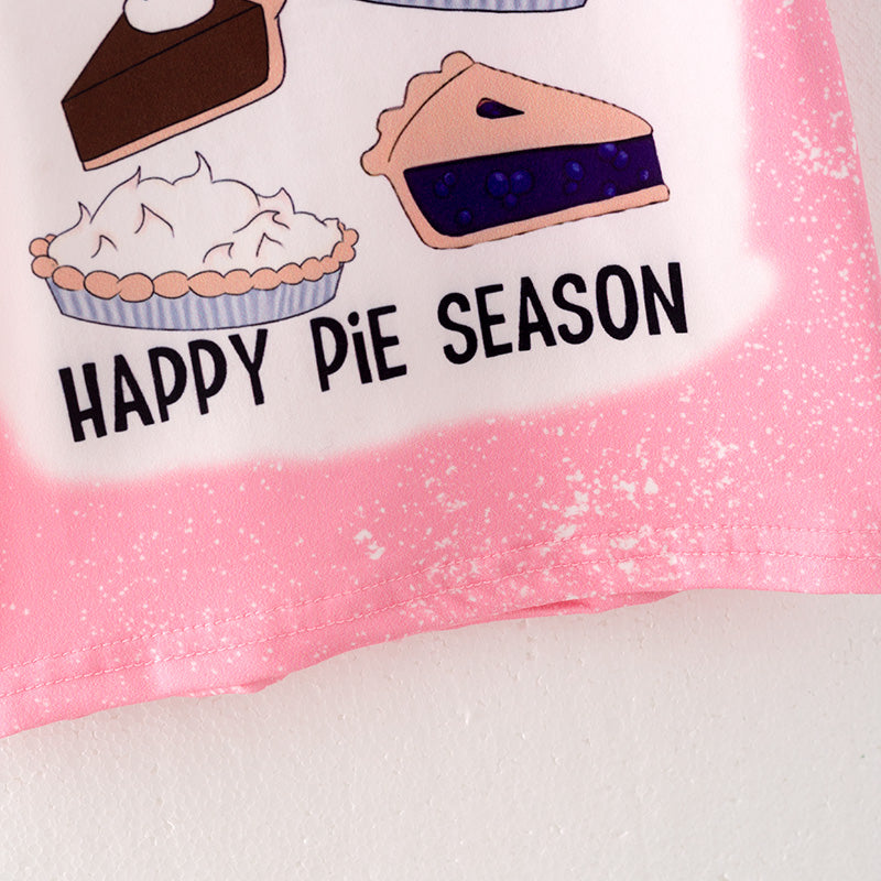 （In Stock E27-1-1）Girls Fall Happy Pie Season Print Top
