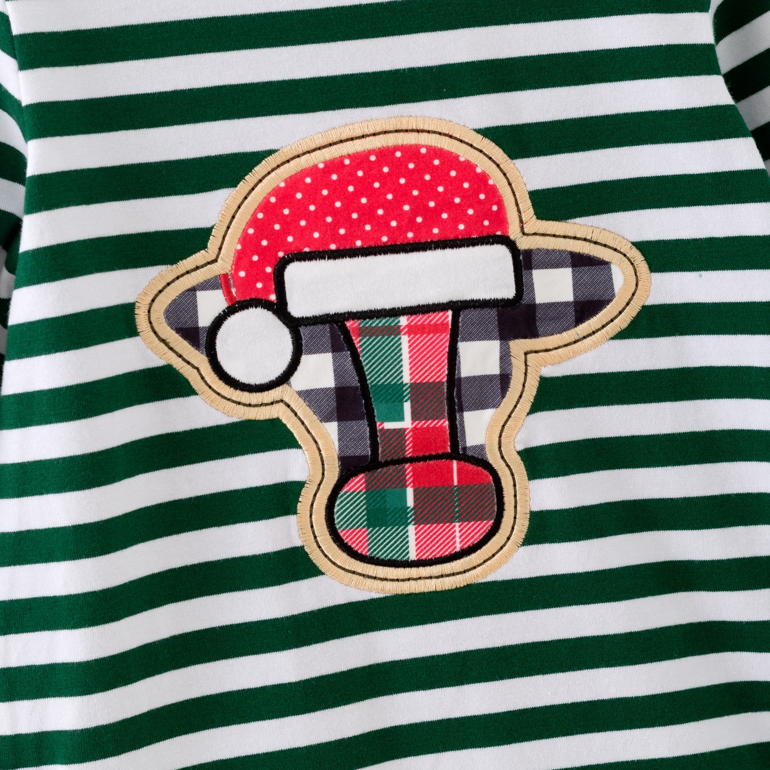 （In Stock）Girls Christmas Applique Cotton Dress with Pockets