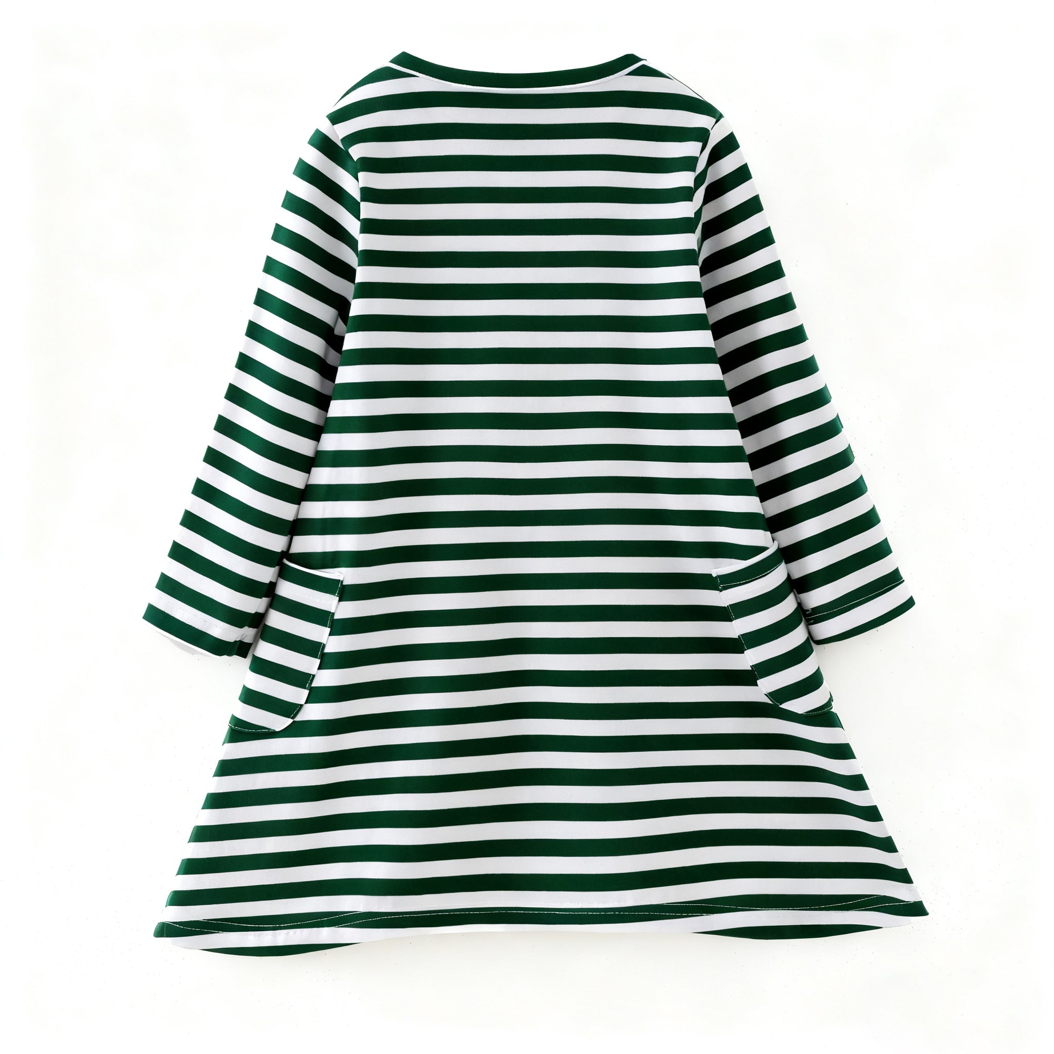 （In Stock）Girls Christmas Applique Cotton Dress with Pockets