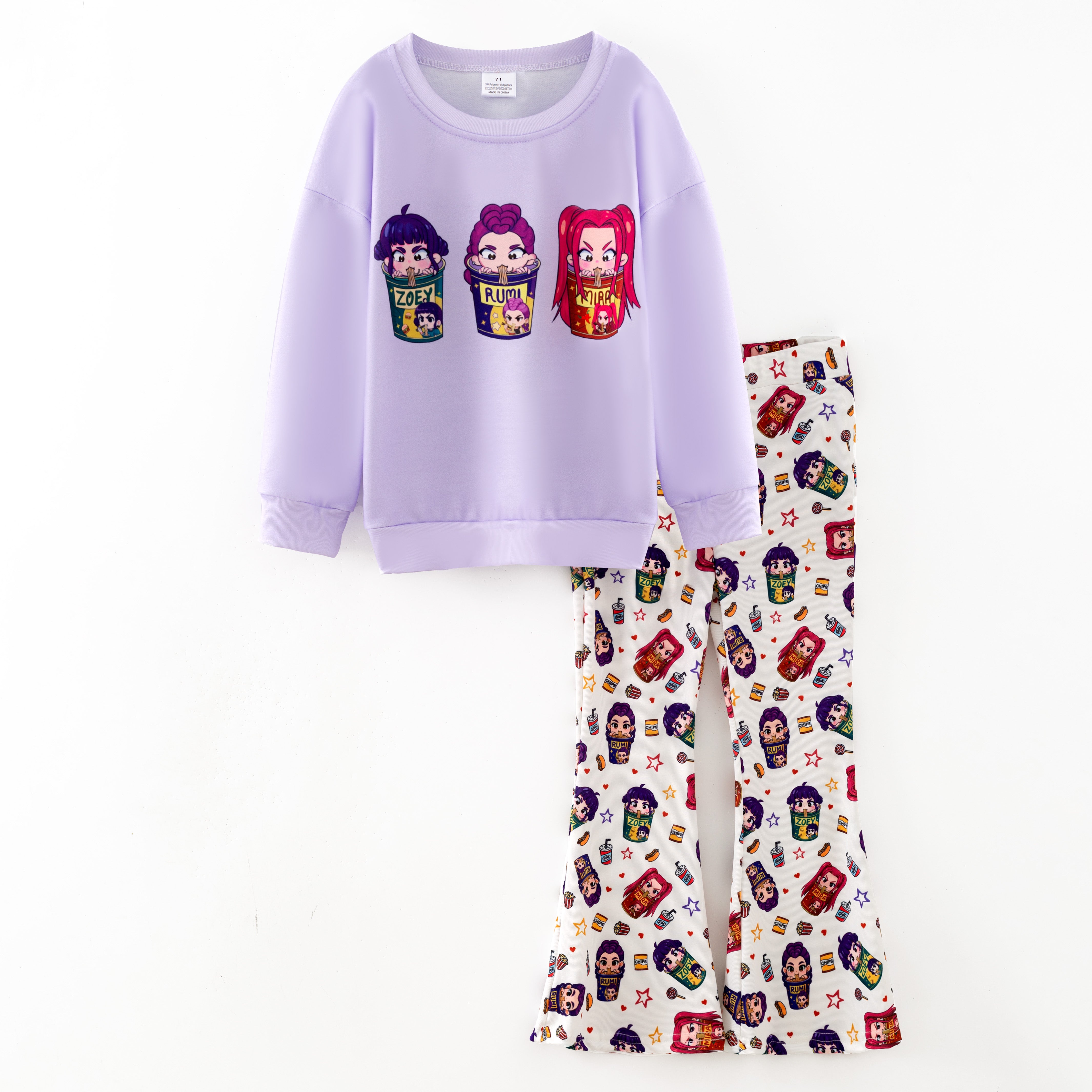 （Pre Order,Prepack Zone）Girls Movie Character Print Pajamas（Mix Size）