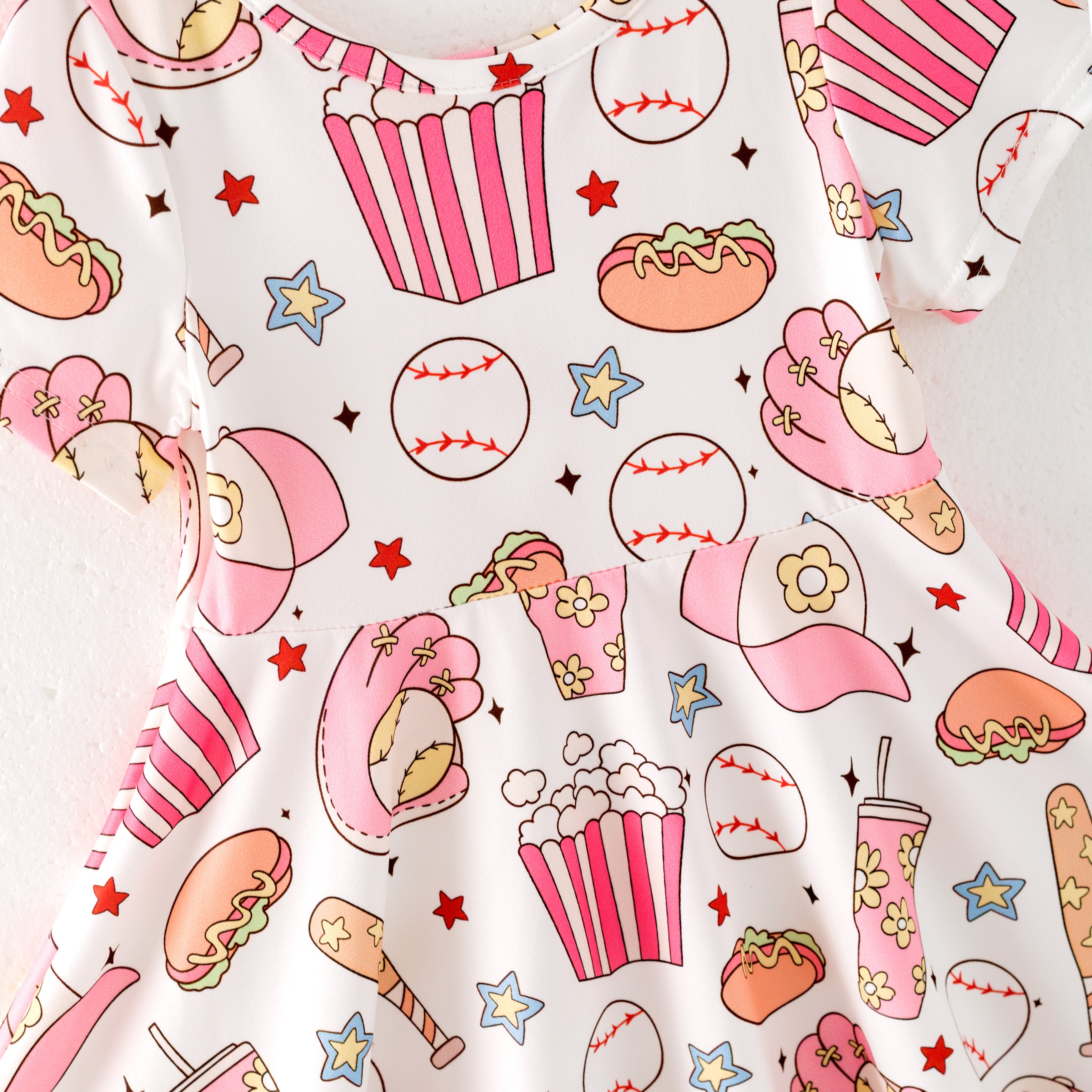 （Pre Order）Girls Fall Baseball Print Dress