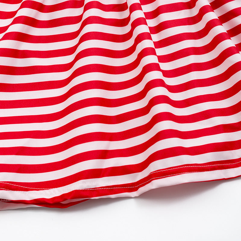 （In Stock）Girls Red Stripe Shark Embroidery Dress