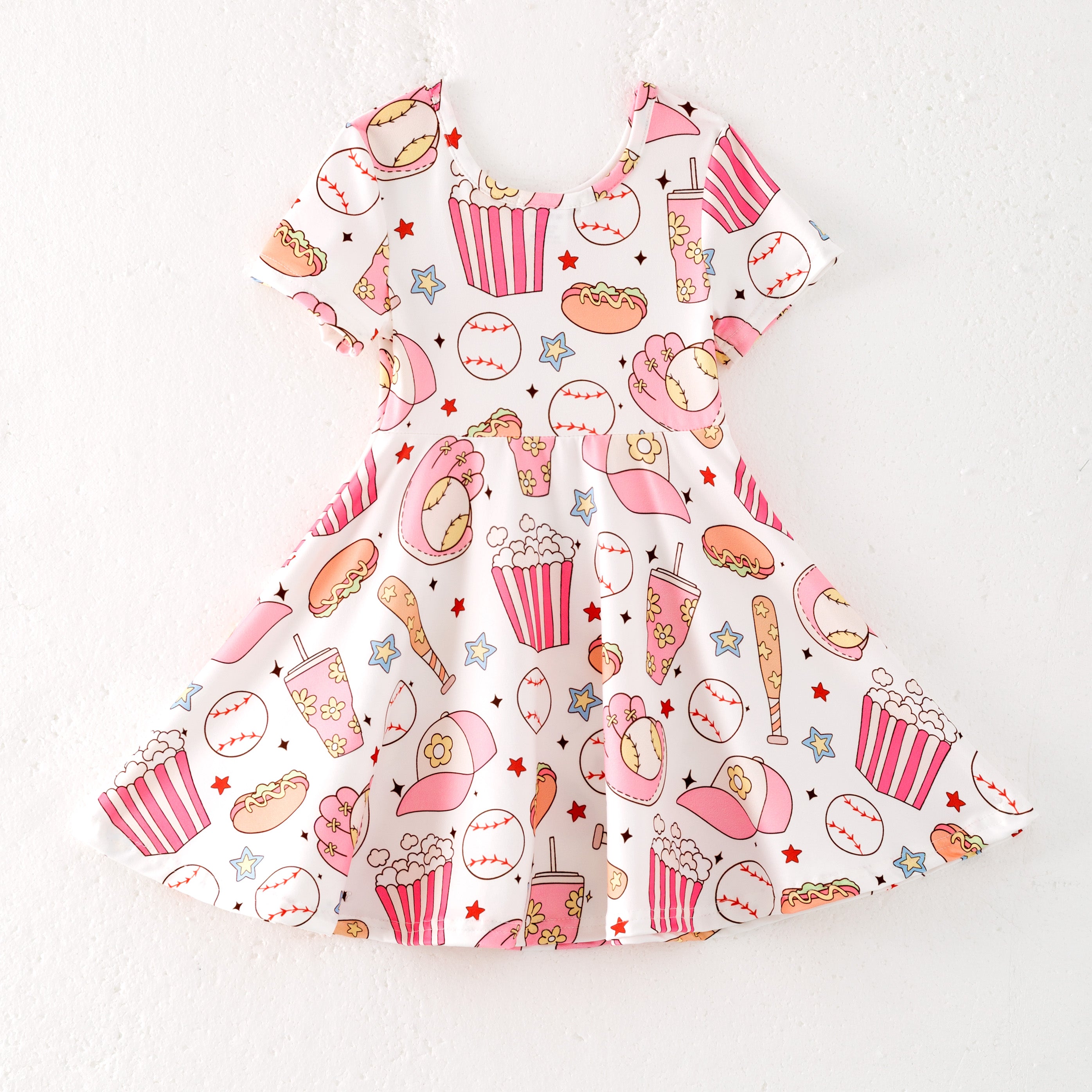 （Pre Order）Girls Fall Baseball Print Dress