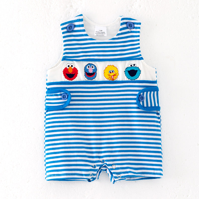 （In Stock）Toddler Boys Spring and Summer Cartoon Embroidery Romper