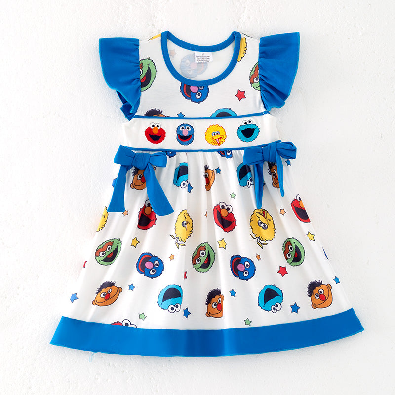 （In Stock）Girls Spring and Summer Cartoon Embroidery Dress