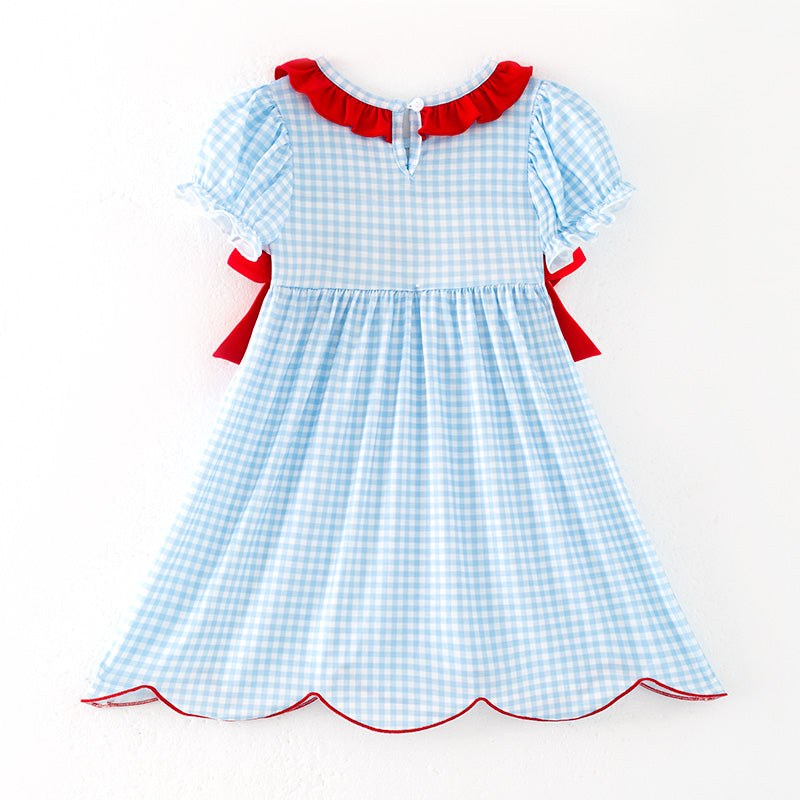（In Stock）Girls Patriotic Embroidery Smocked Dress