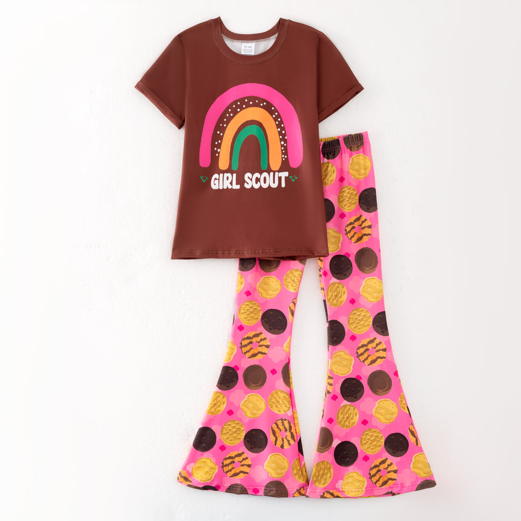 （Pre Order）Girls Scout Cookie Print Outfit Set