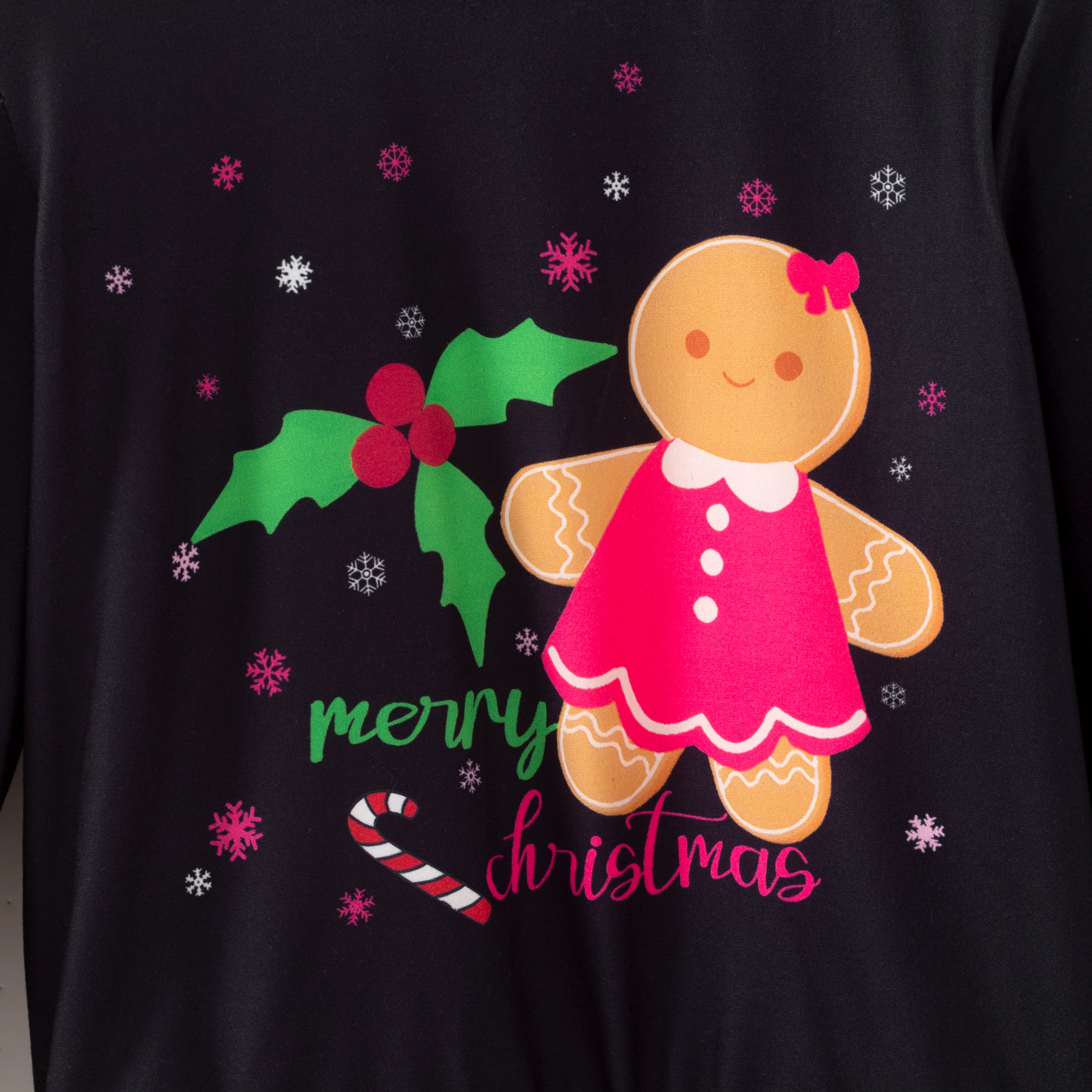 （In Stock）Girls Christmas Gingerbread Print Outfit Set