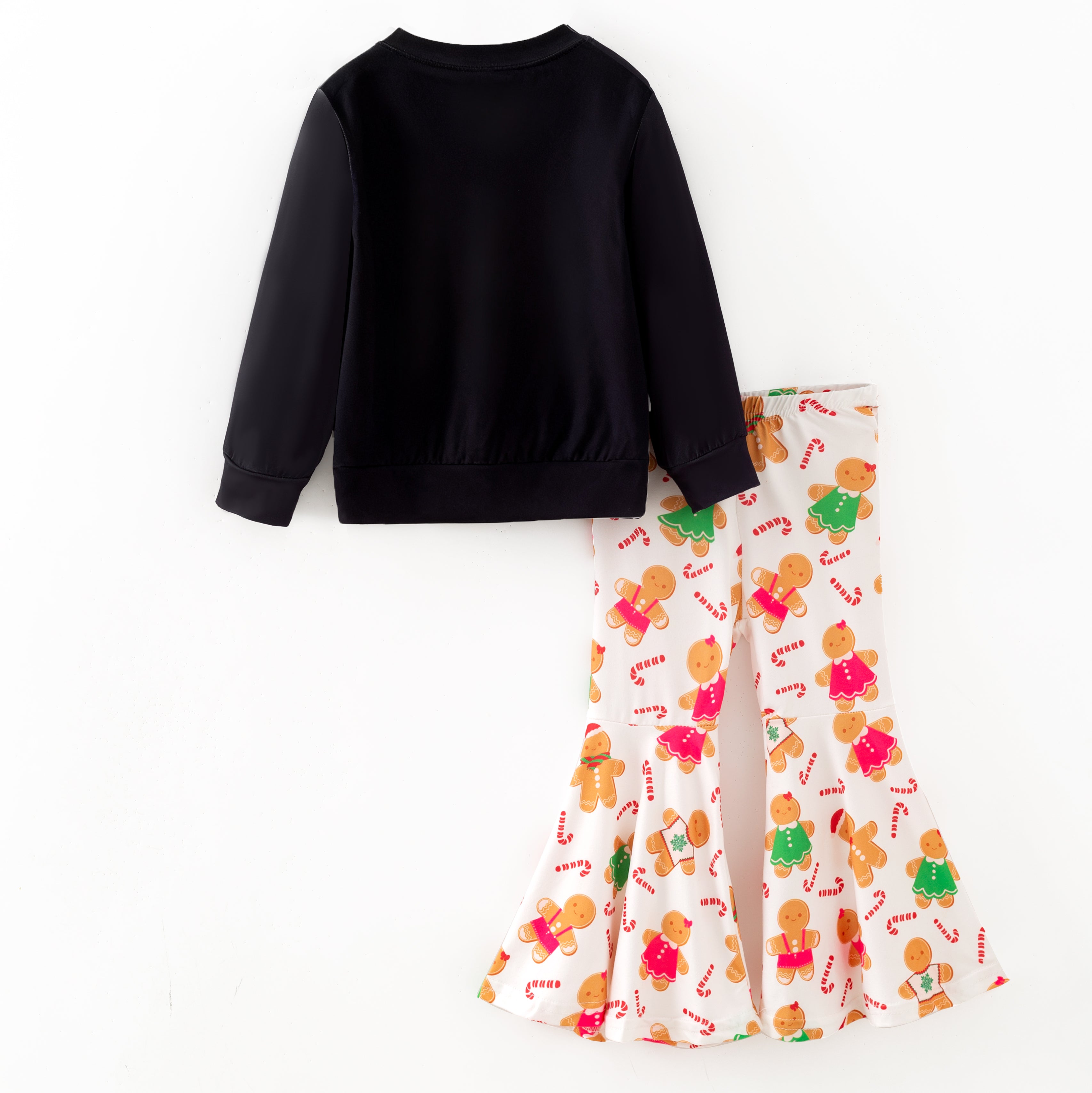 （In Stock）Girls Christmas Gingerbread Print Outfit Set