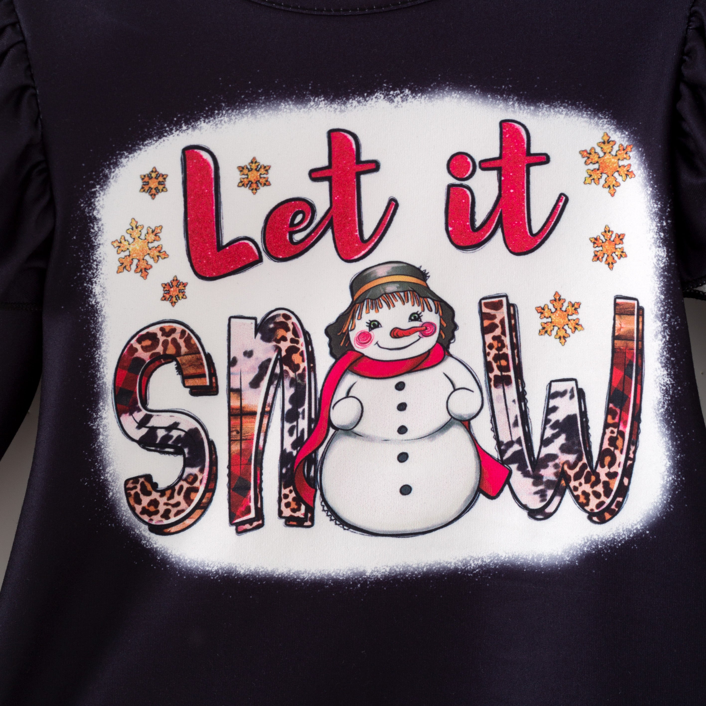 （In Stock）Girls Christmas Snowman Print Outfit Set