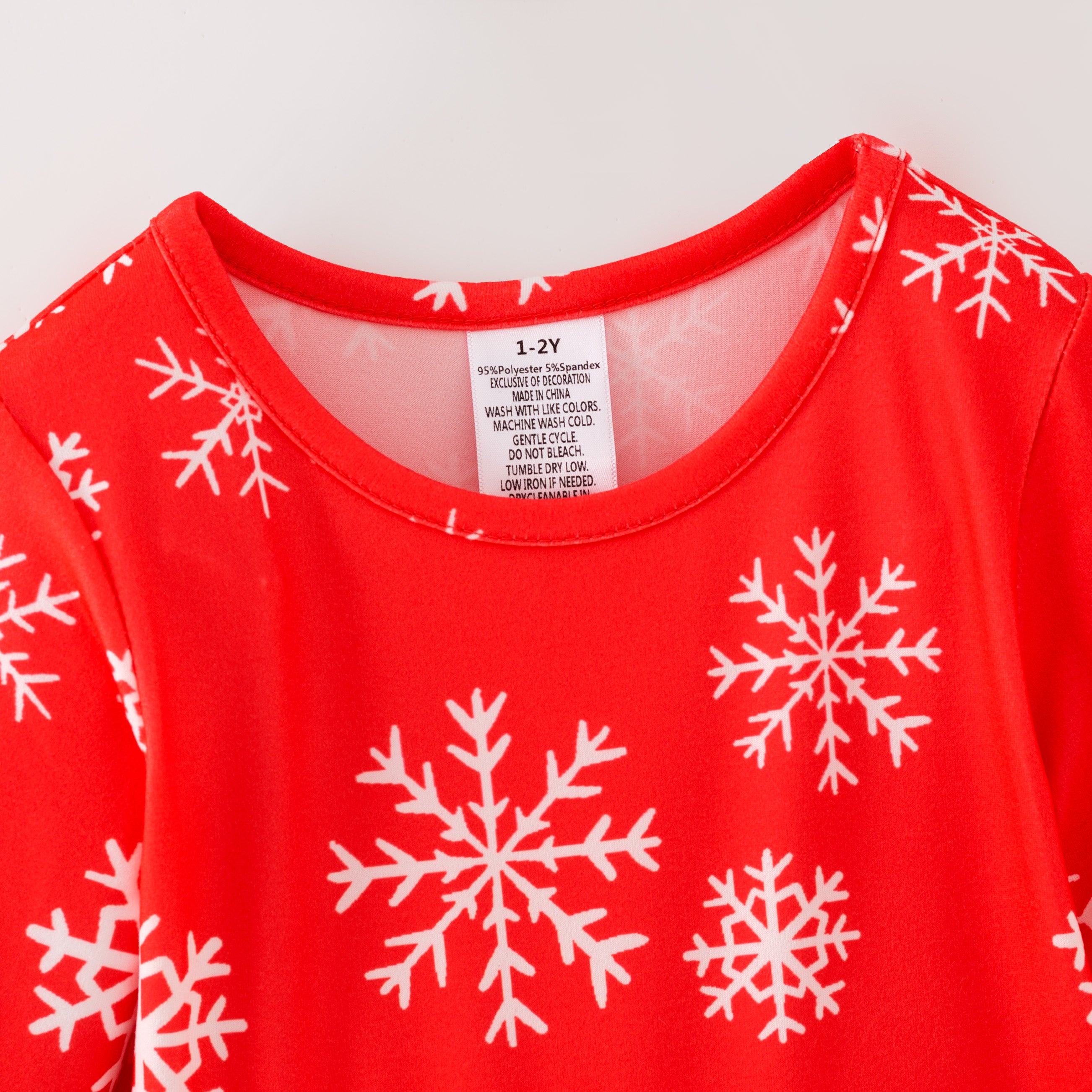 （In Stock）Girls Christmas Snowflake Print Dress