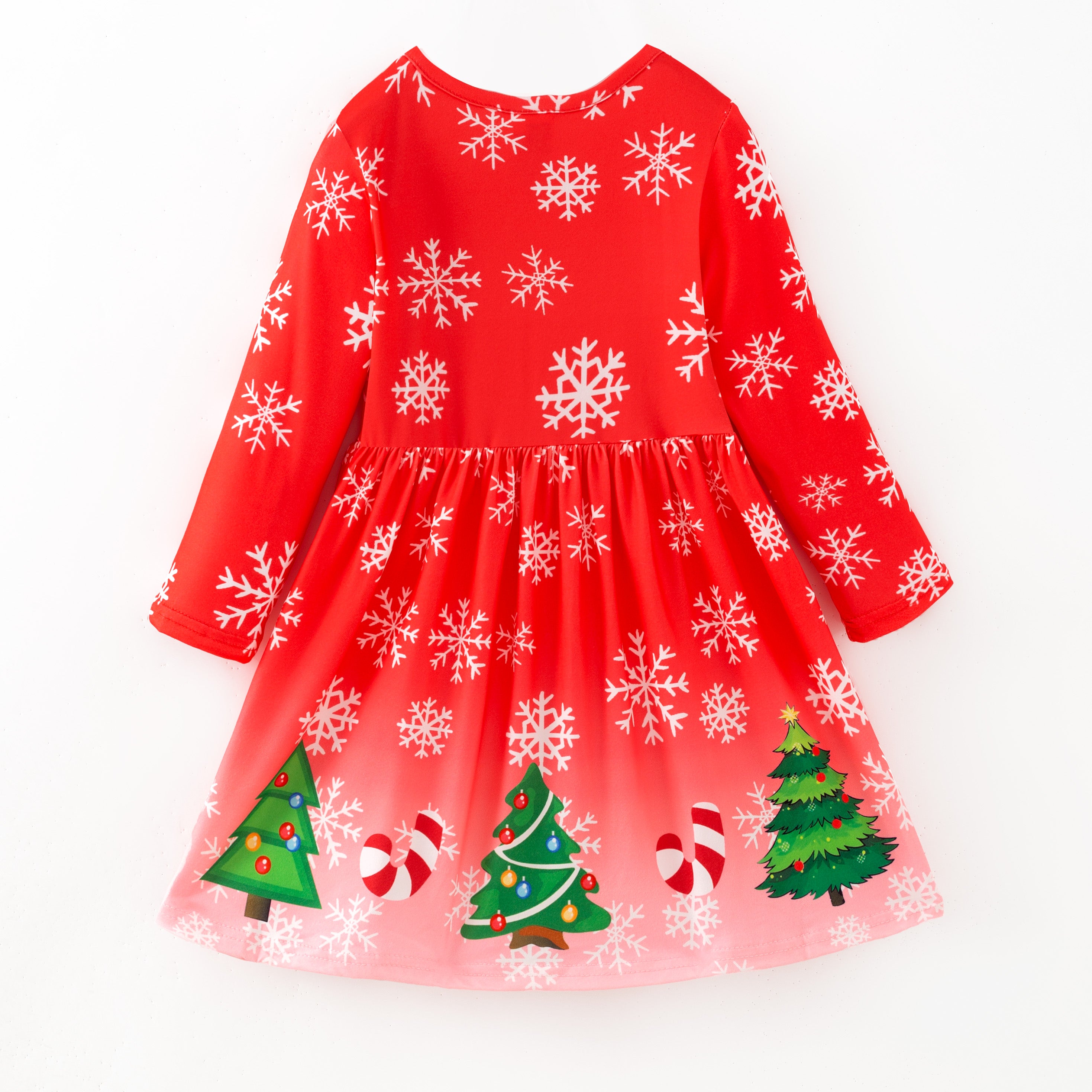 （In Stock）Girls Christmas Snowflake Print Dress