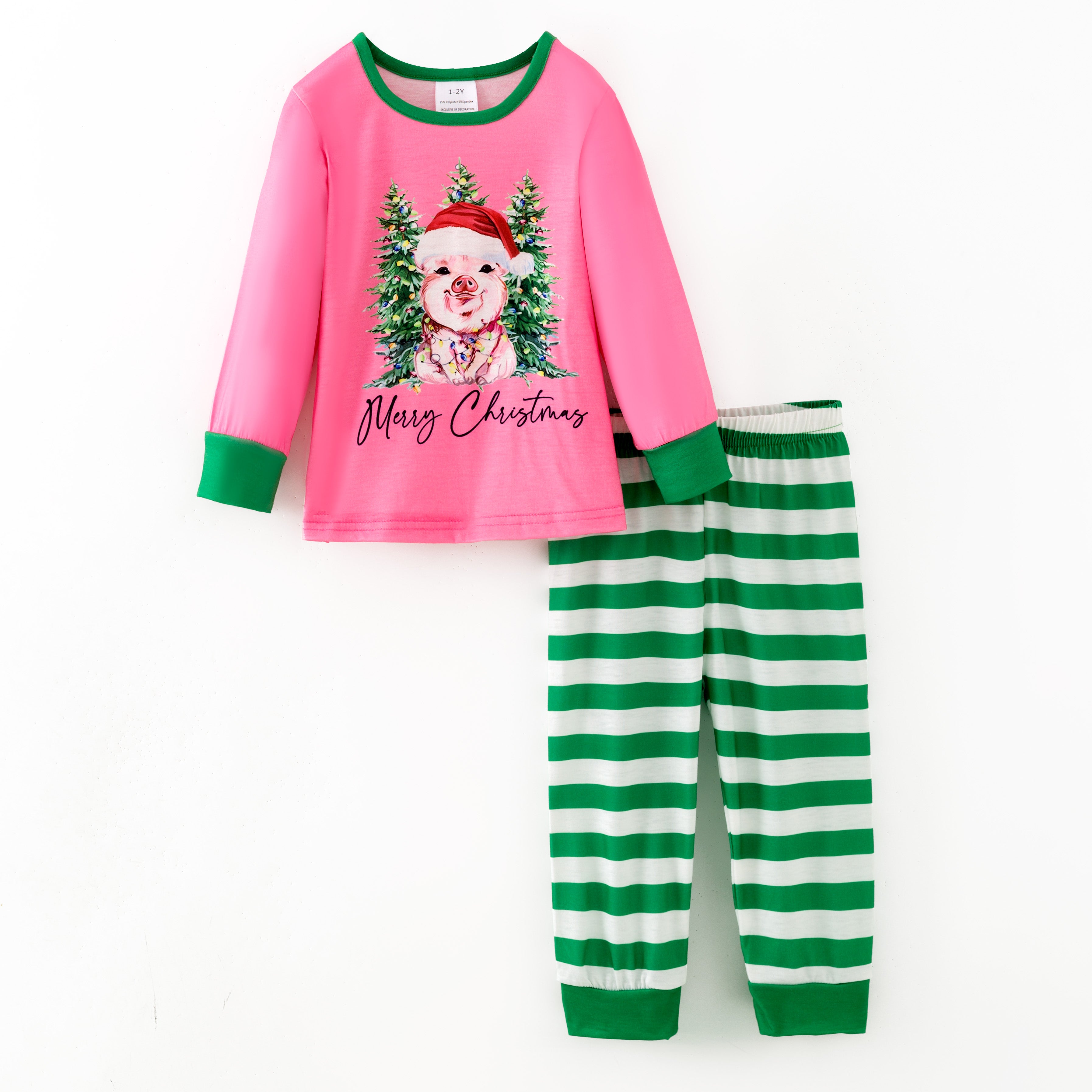 （In Stock）Girls Christmas Santa Claus Print Pajamas