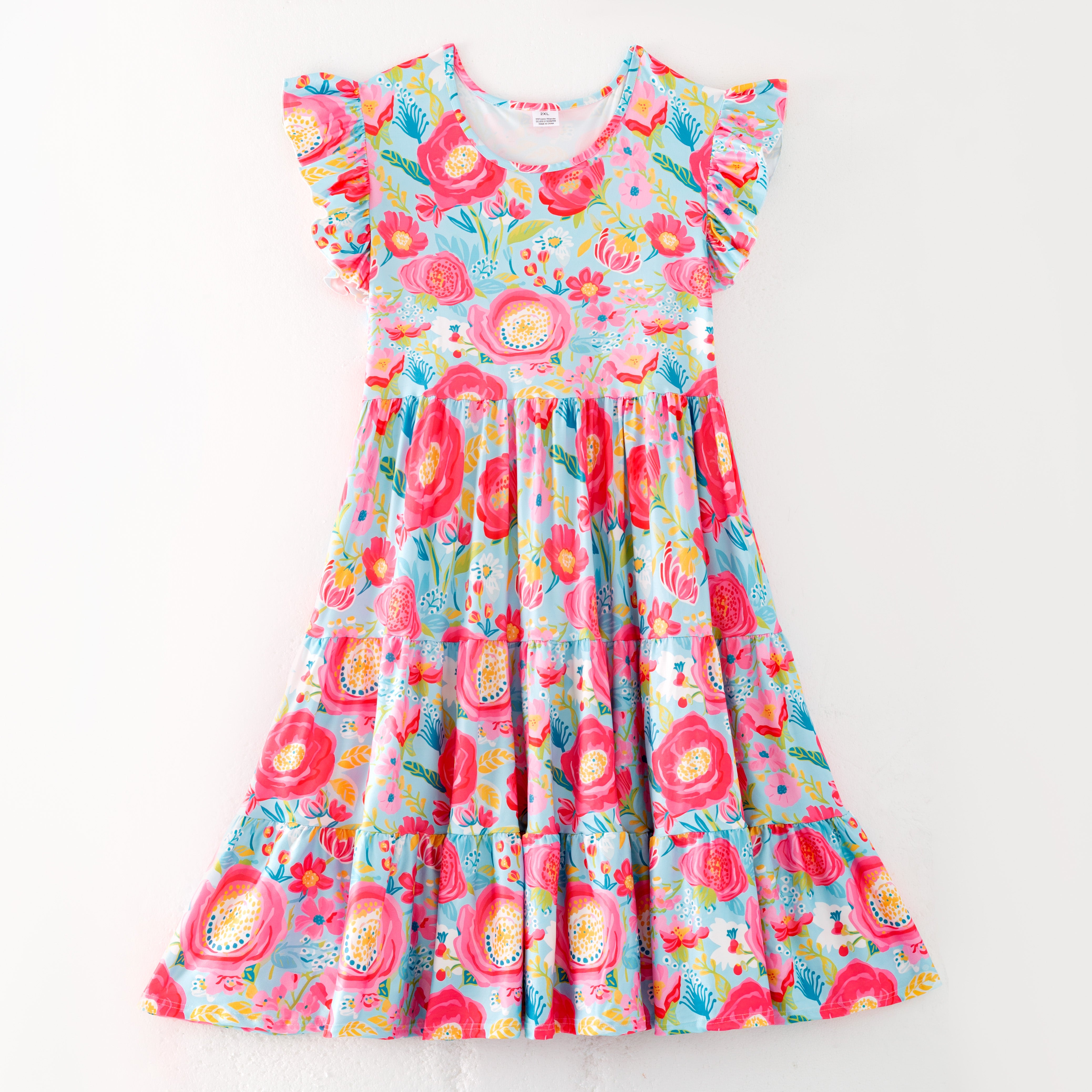 （Pre Order）Mommy and Me Spring＆Summer Sunflower Print Dress,Set