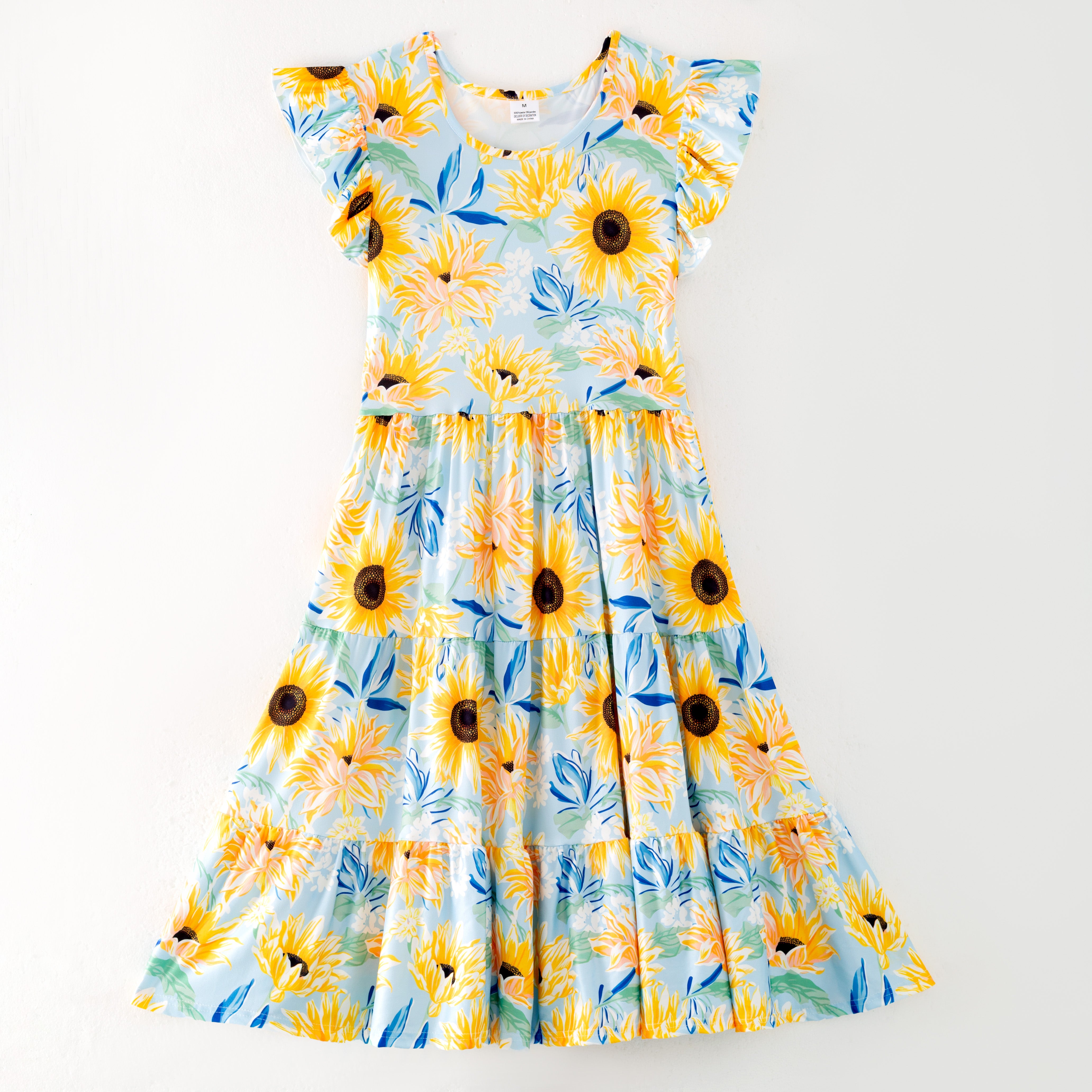 （Pre Order）Mommy and Me Spring＆Summer Sunflower Print Dress,Set