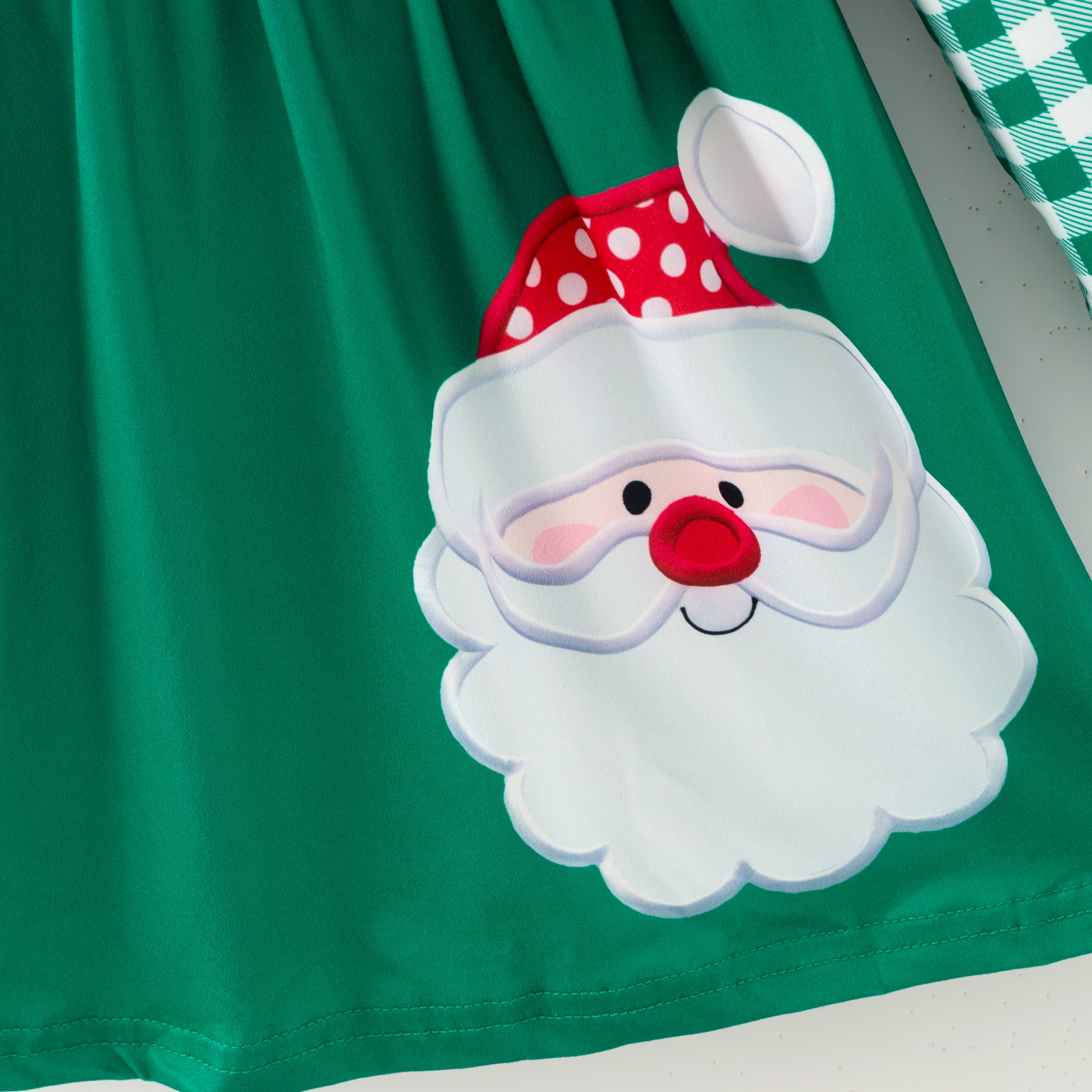 （In Stock）Girls Christmas Santa Claus Print Dress