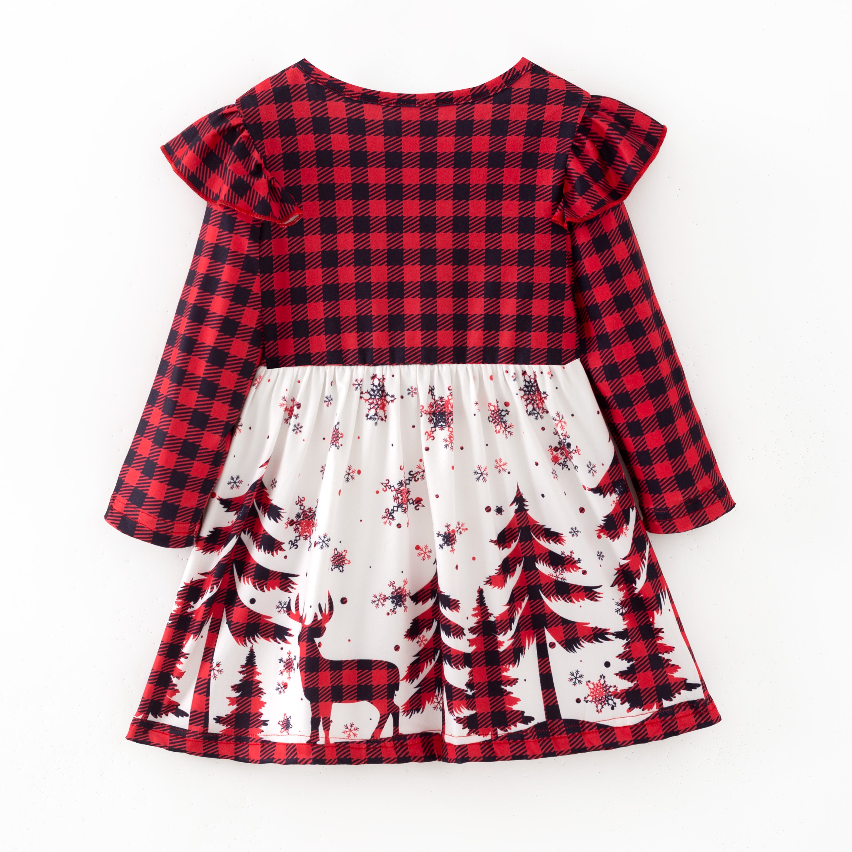 （In Stock）Girls Christmas Tree Print Dress