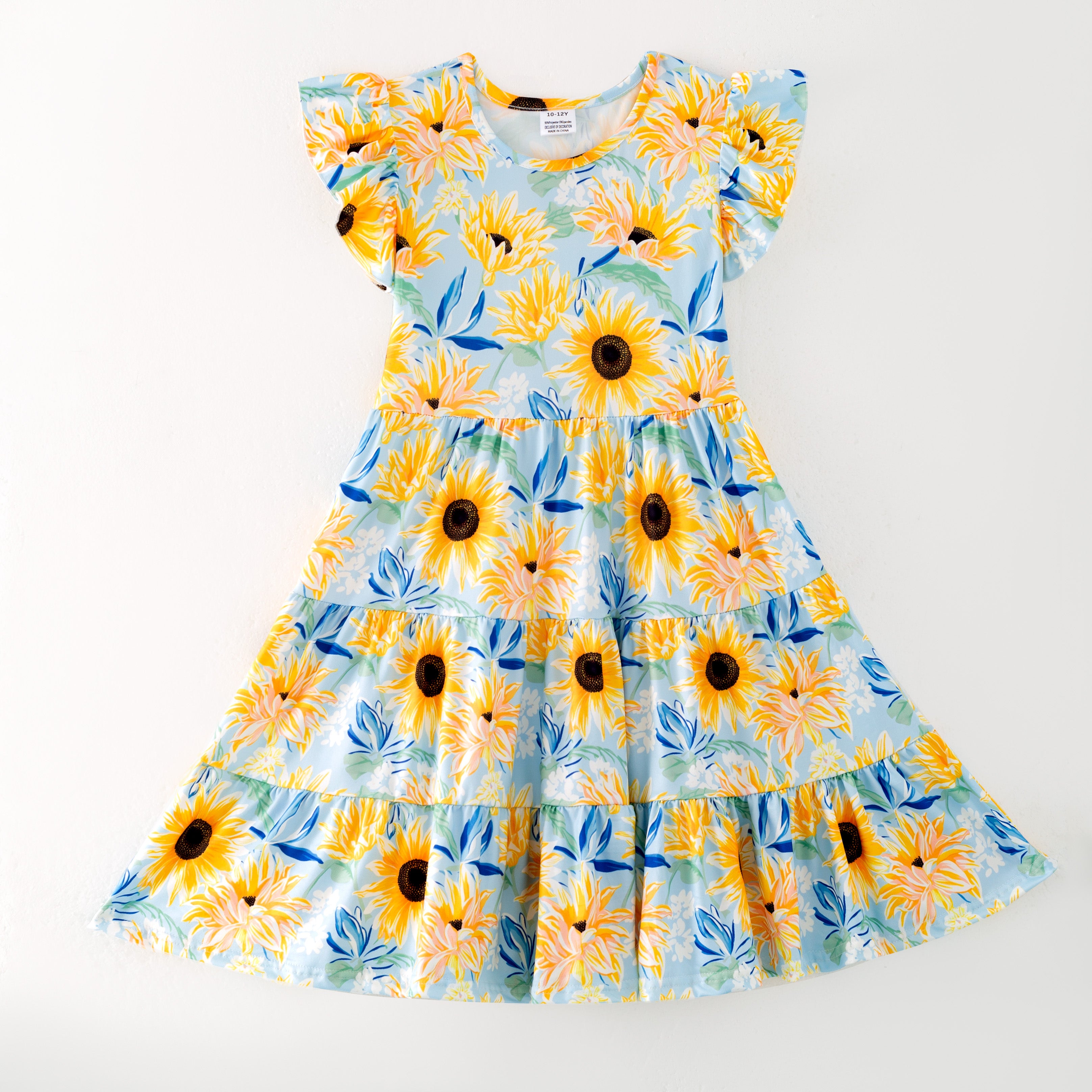 （Pre Order）Mommy and Me Spring＆Summer Sunflower Print Dress,Set