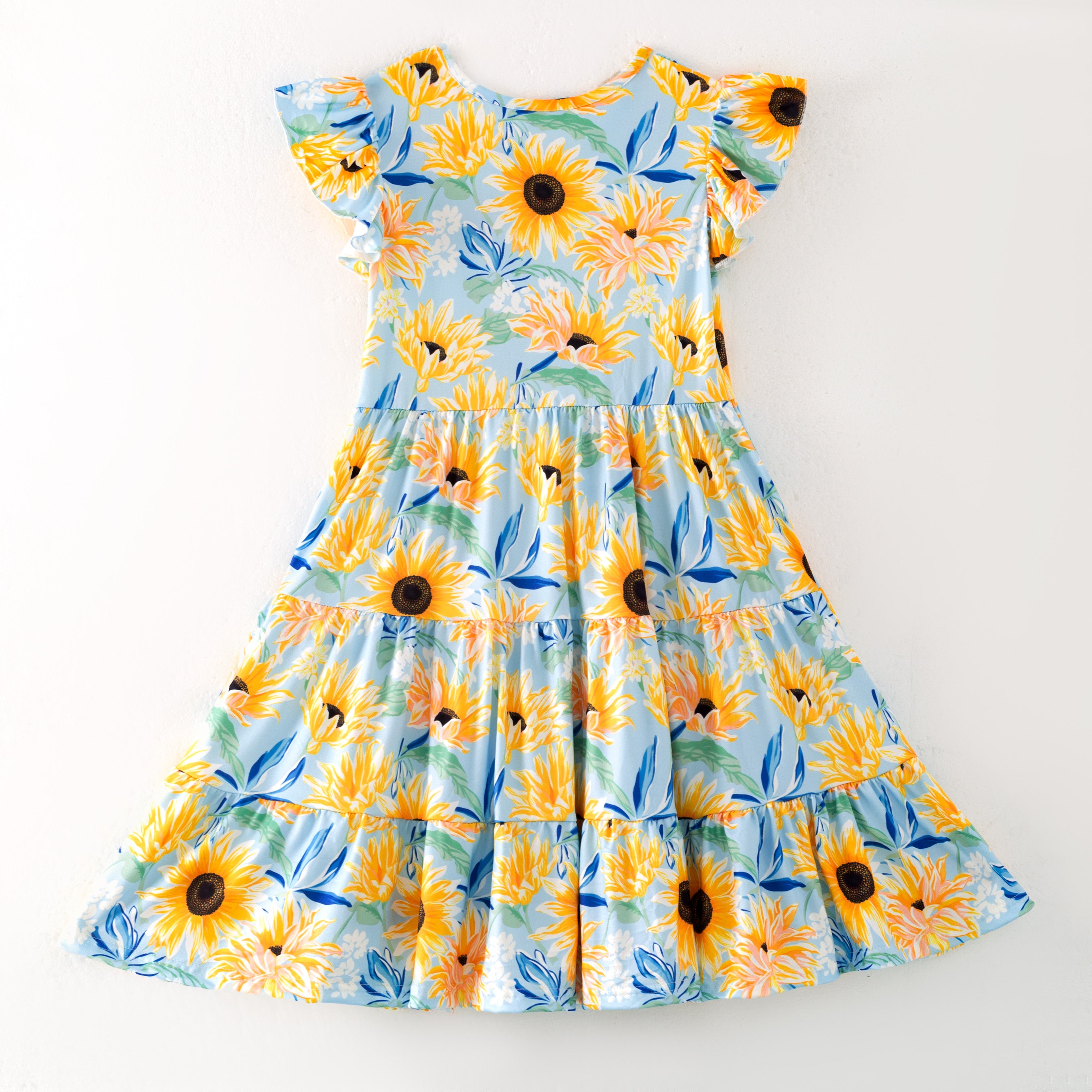 （Pre Order）Mommy and Me Spring＆Summer Sunflower Print Dress,Set