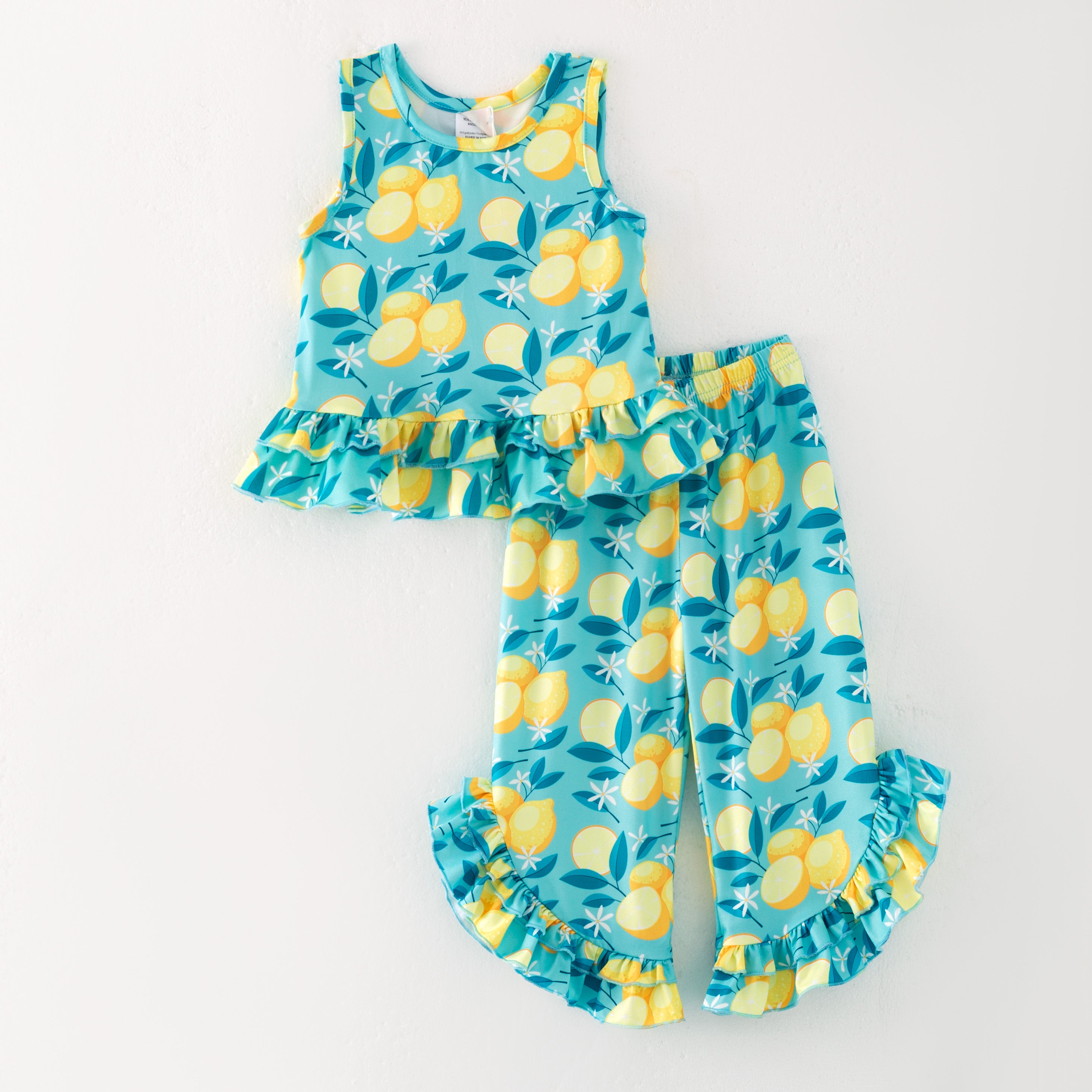 （In Stock）Girls Summer Lemon Print Outfit Set