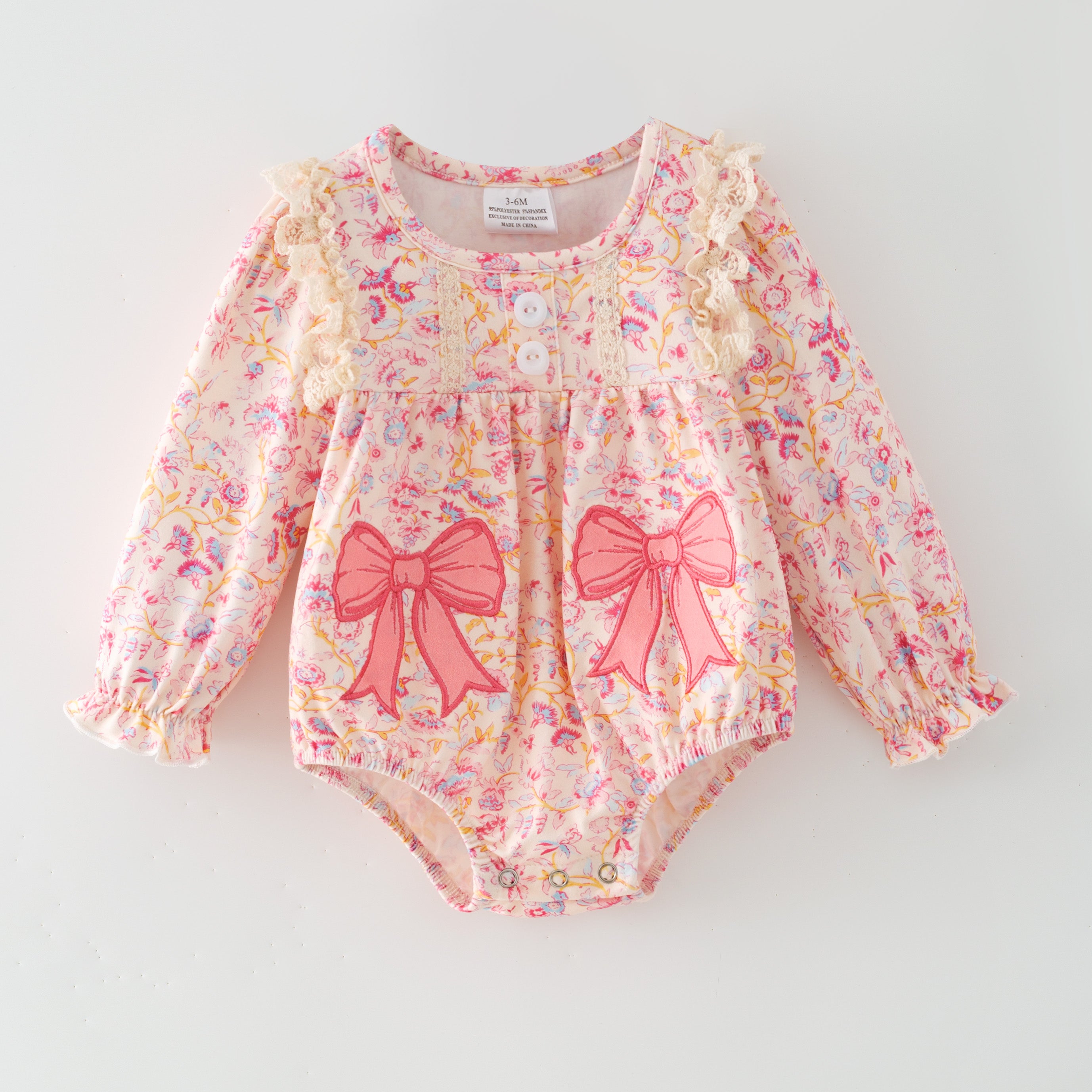 （In Stock）Toddler Girls Fall Bow Applique Romper