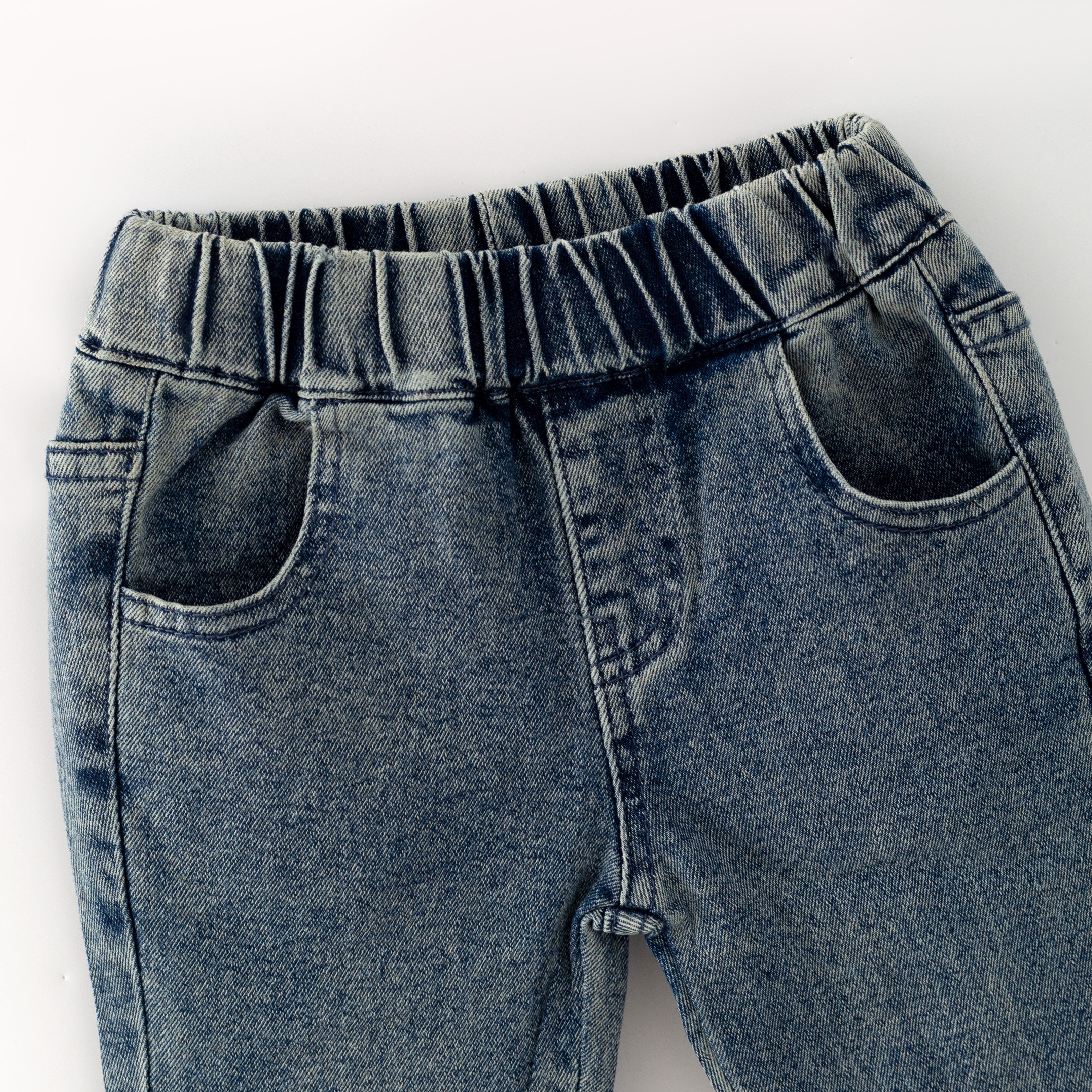 （In Stock）Girls Fall Dark Blue Bowknot Flared Jeans