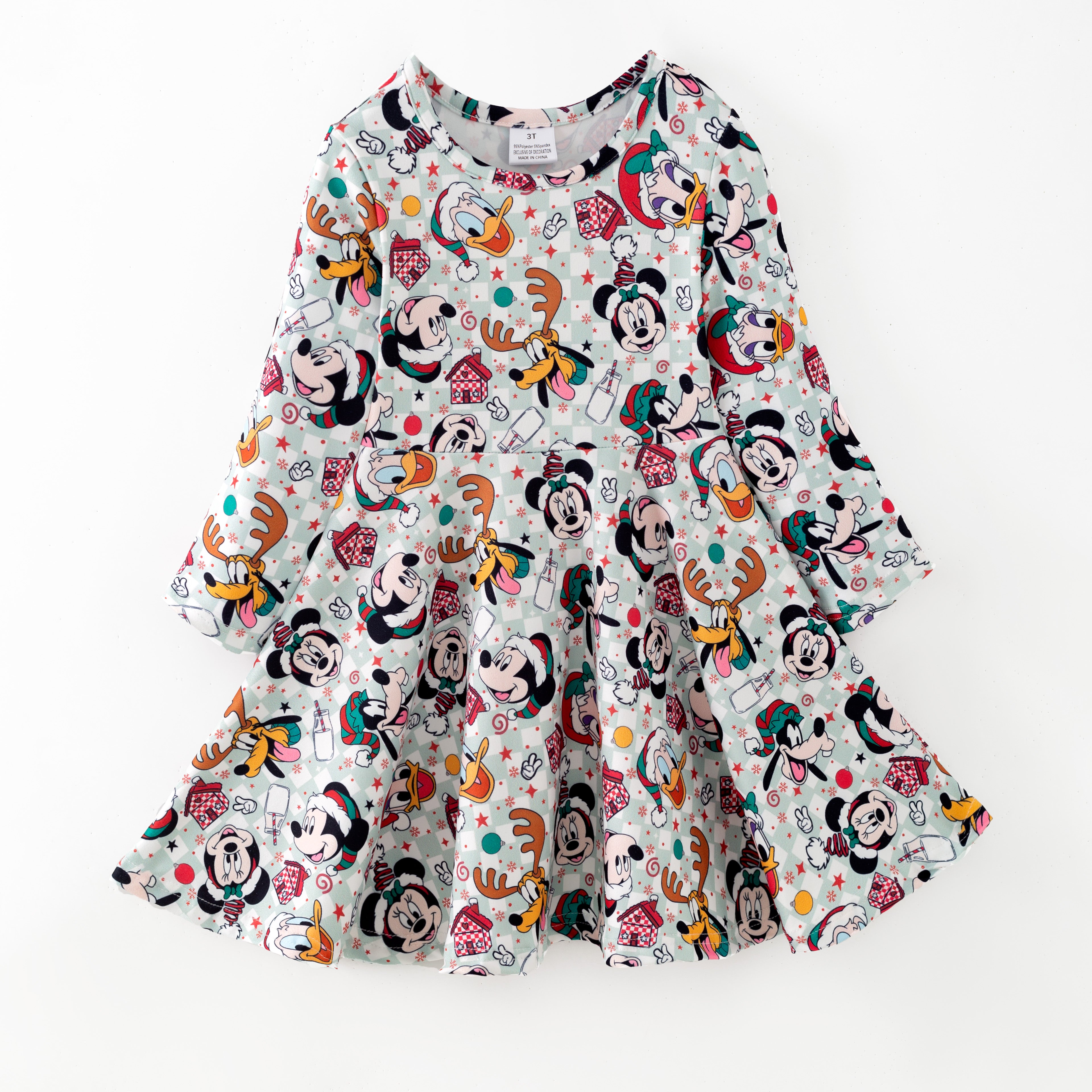 （Pre Order,Prepack Zone）Girls Christmas Cartoon Print Dress（Mix Size）