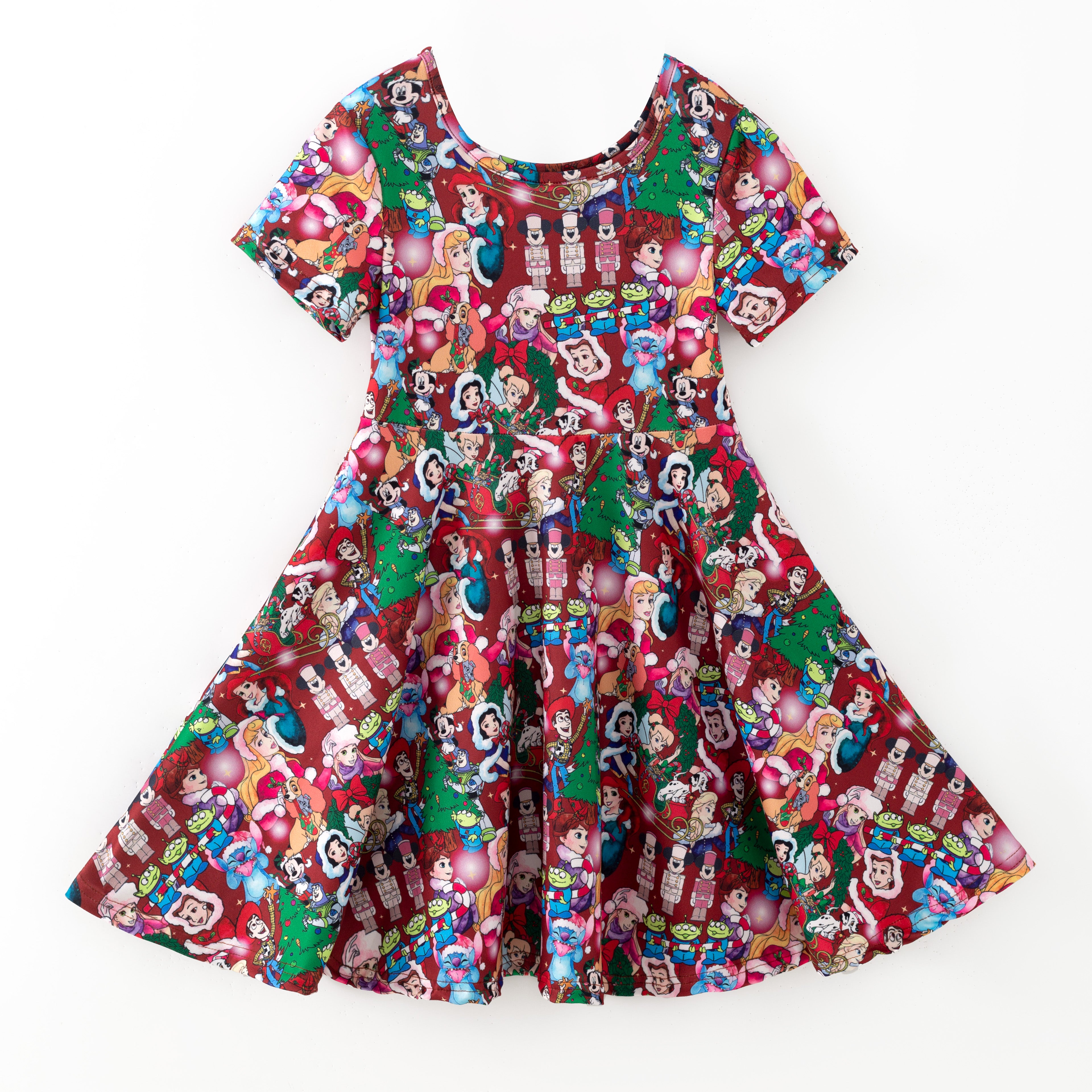 （Pre Order,Prepack Zone）Girls Christmas Cartoon Print Dress（Mix Size）