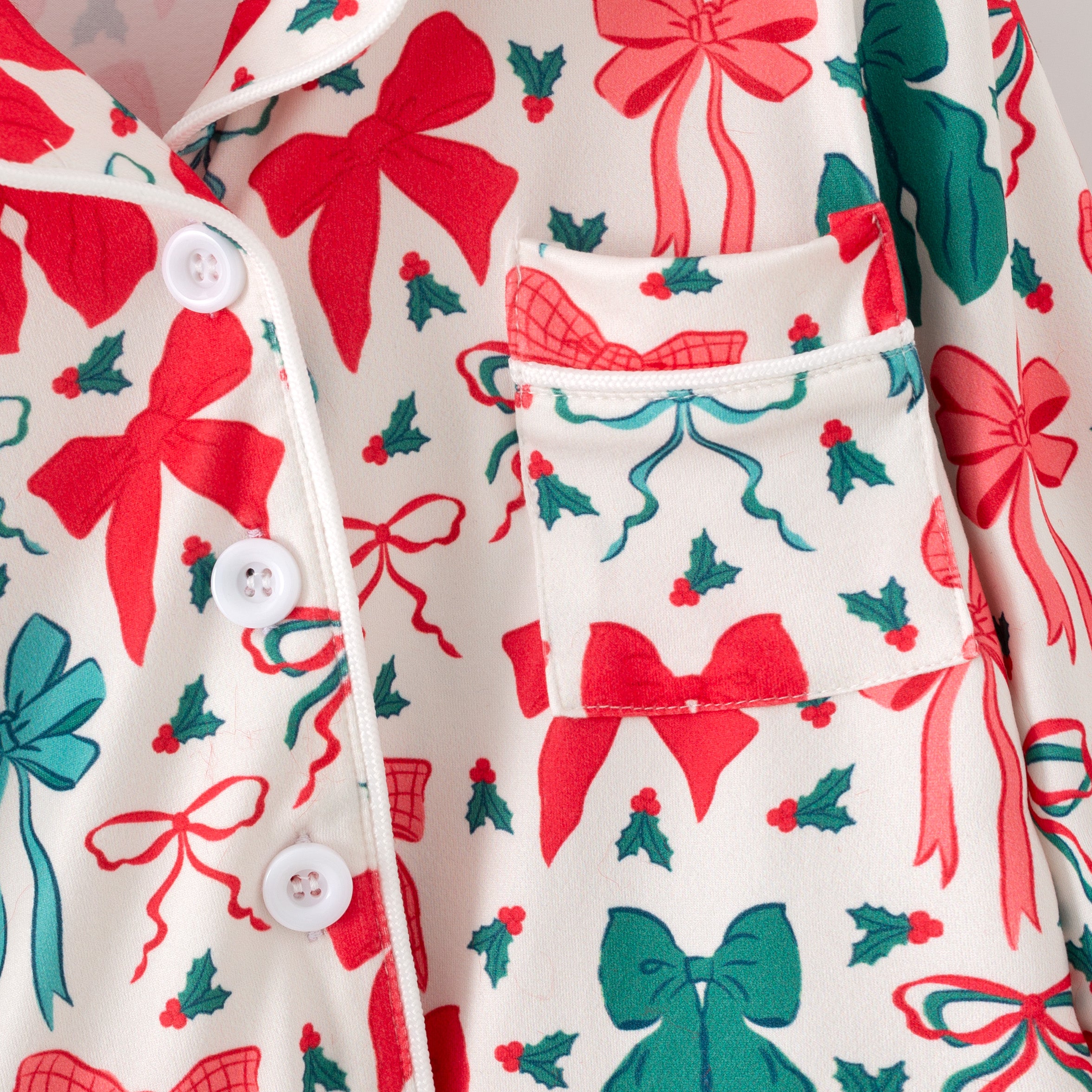 （Pre Order,Prepack Zone）Girls Christmas Bow Print Pajamas（Mix Size）