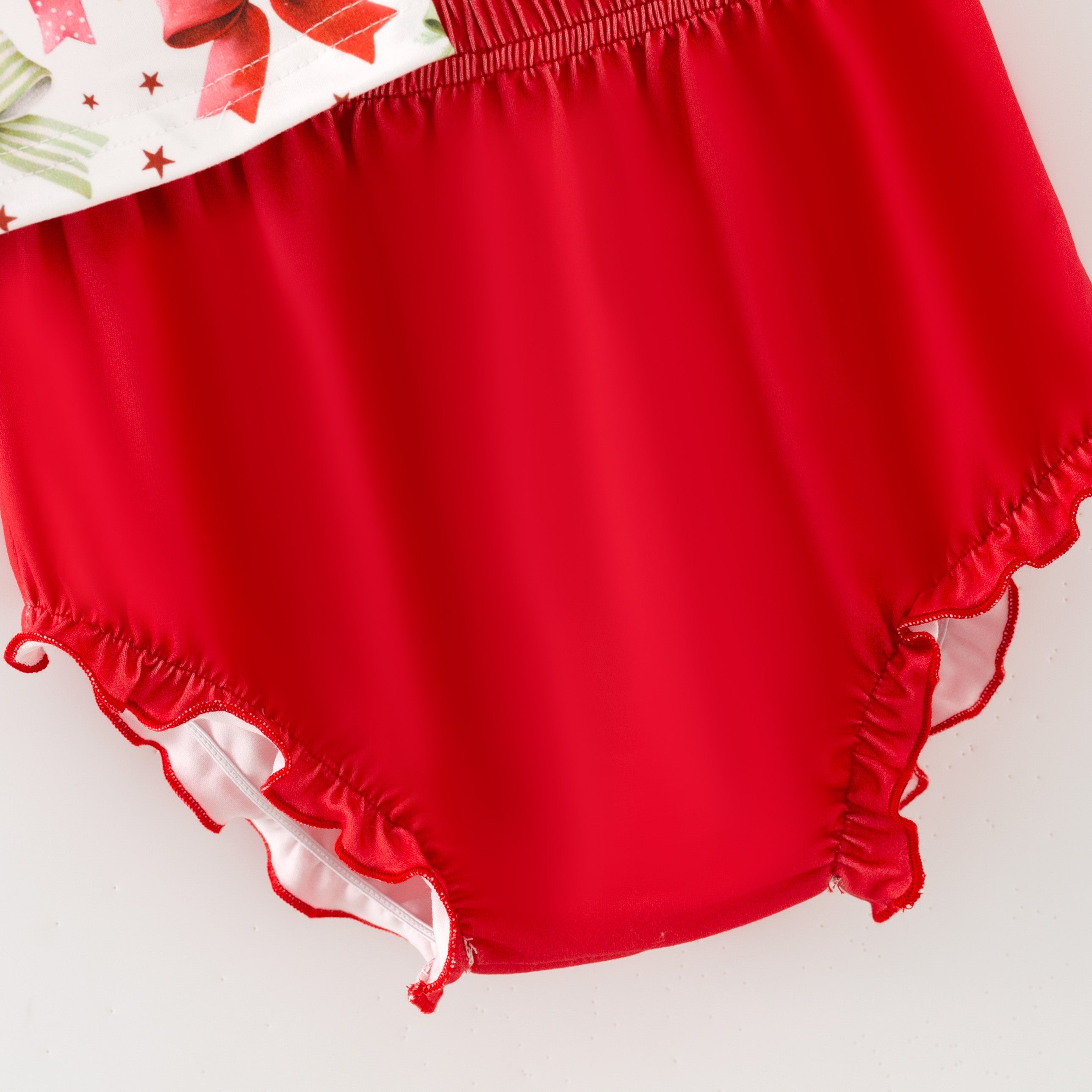 （Pre Order,Prepack Zone）Siblings Christmas Bow Print Dress,Top&Romper