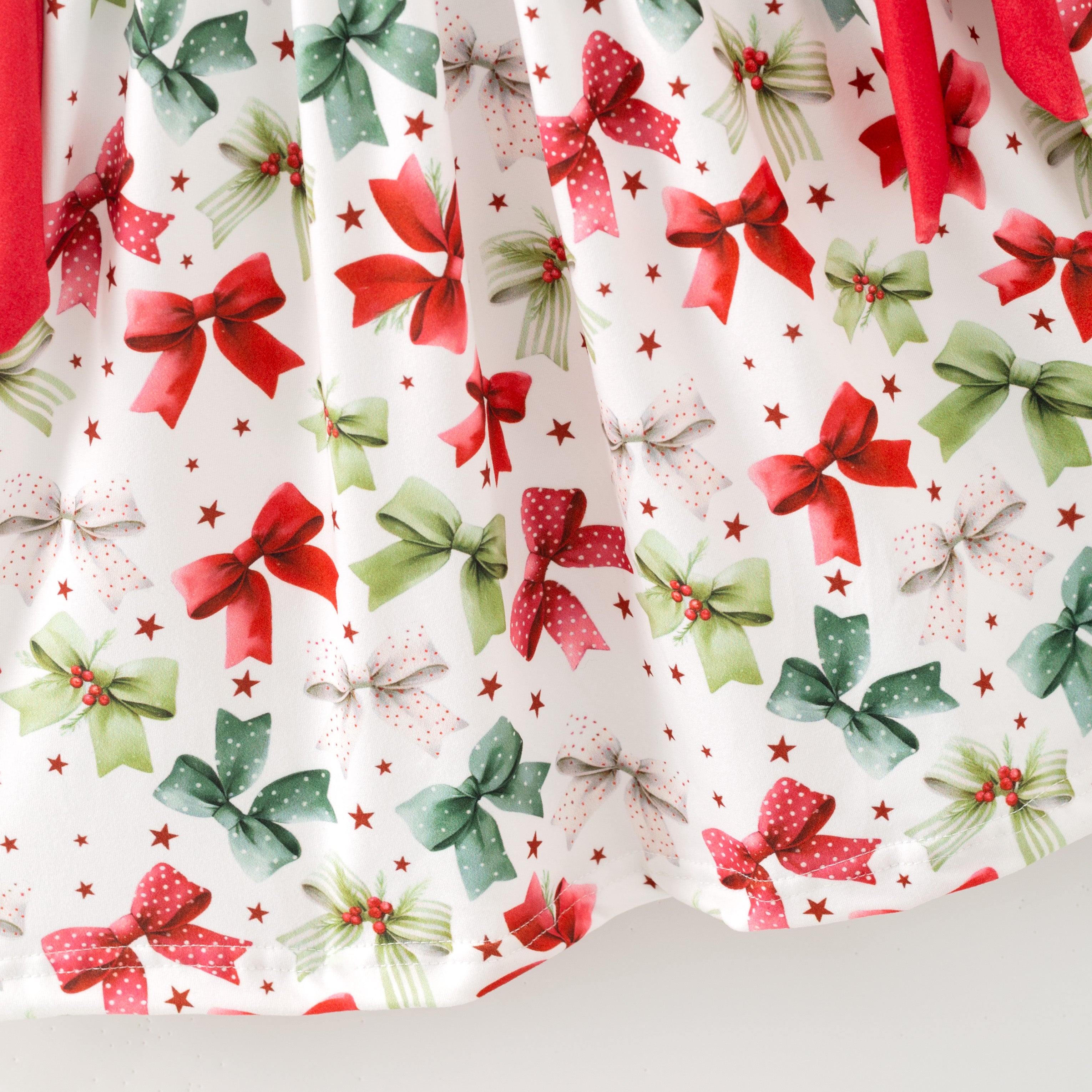 （Pre Order,Prepack Zone）Siblings Christmas Bow Print Dress,Top&Romper