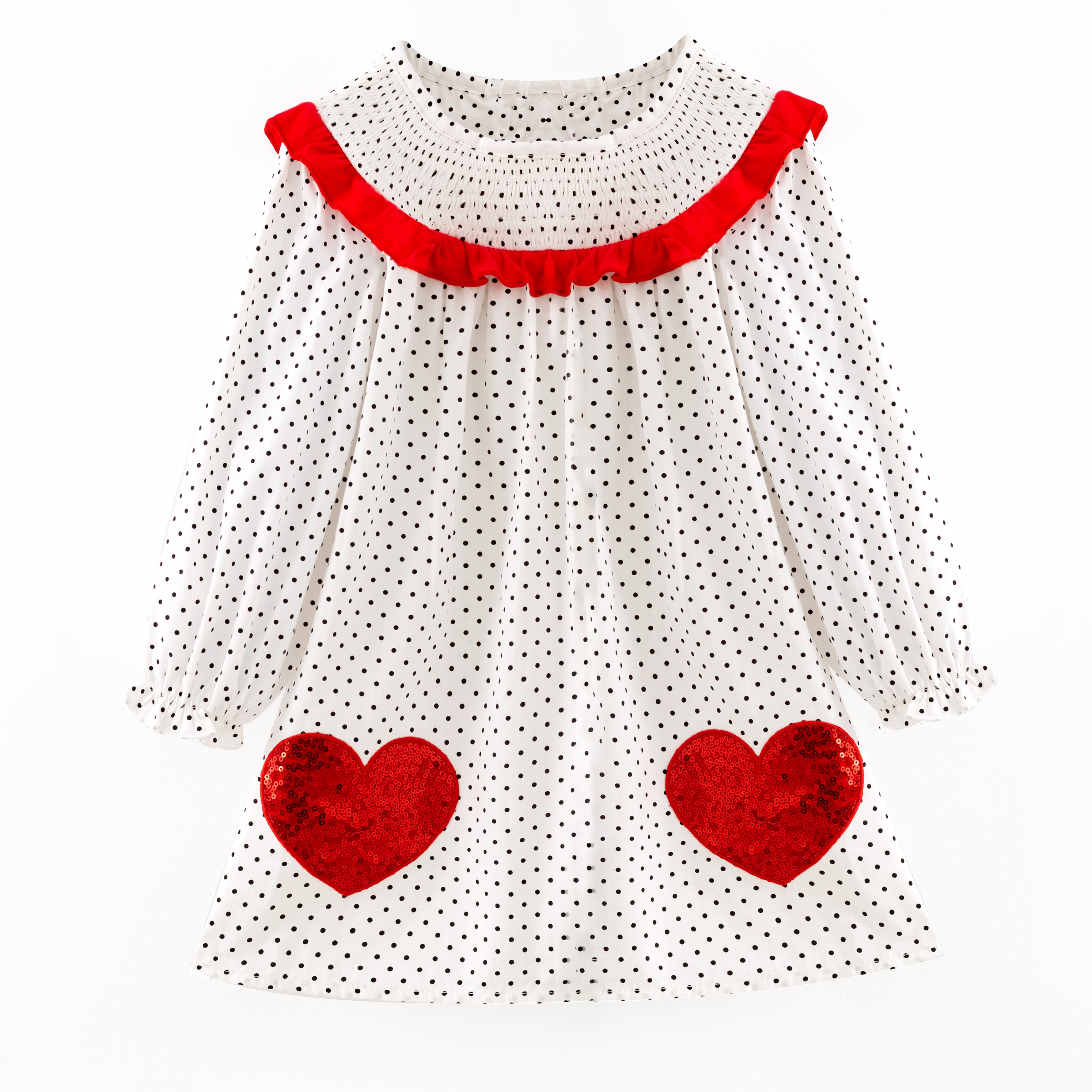 （In Stock）Girls Valentine's Day Sequin Smocked Dress