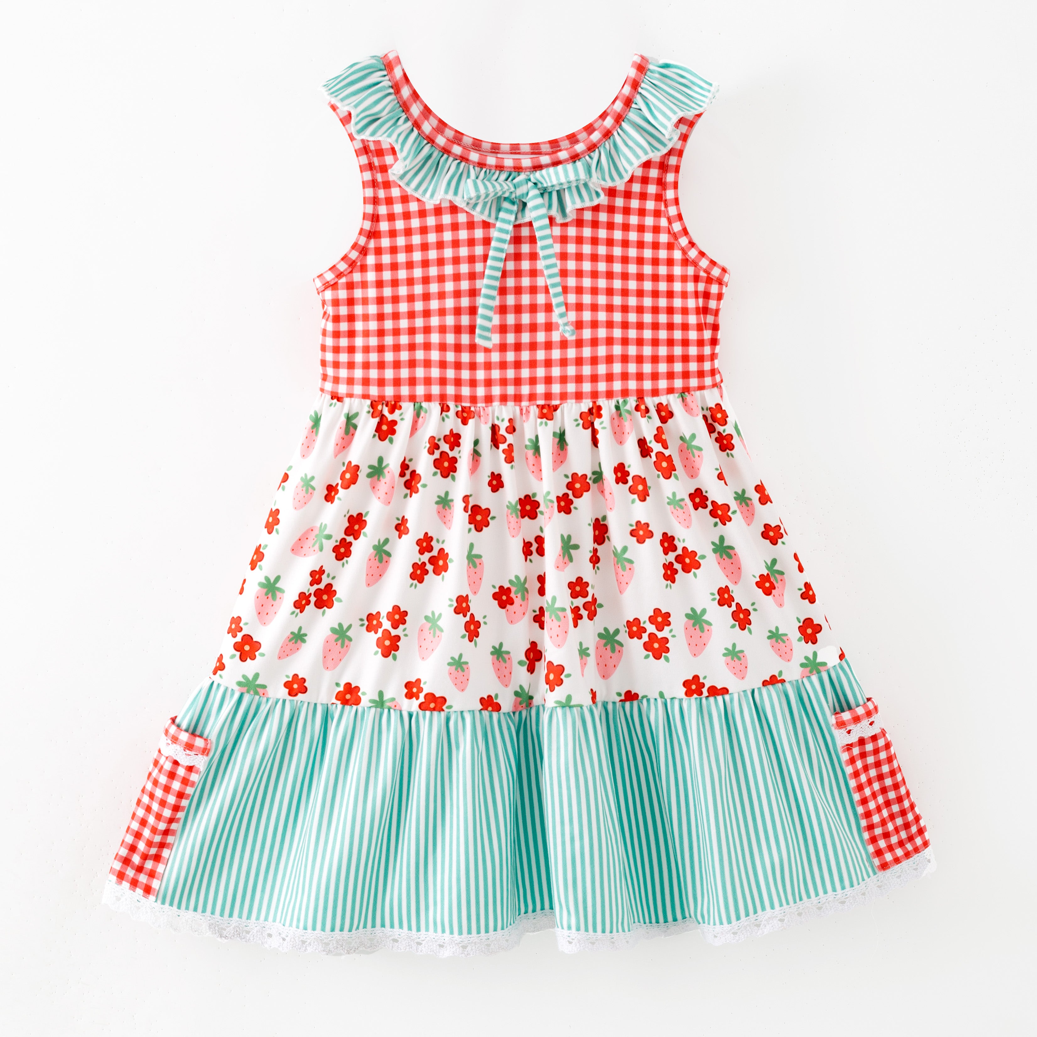 （In Stock）Girls Spring&Summer Strawberry Print Dress