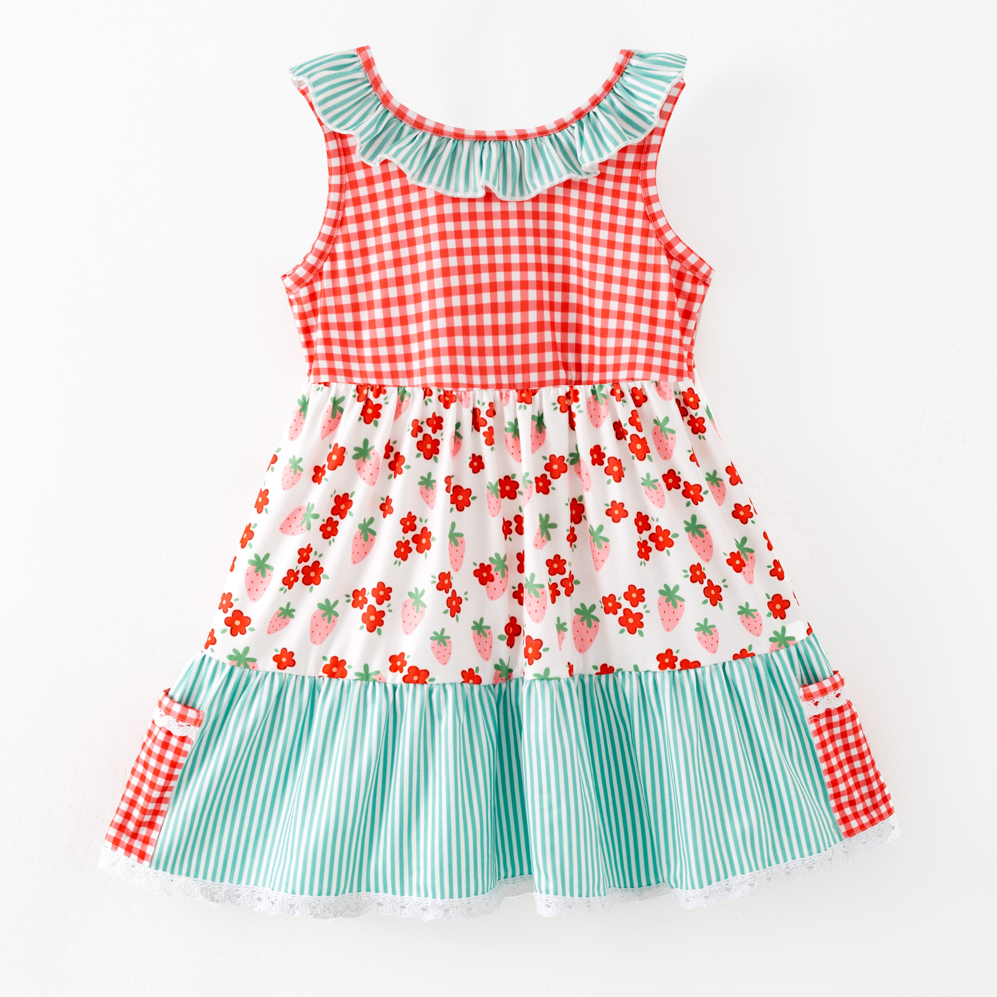 （In Stock）Girls Spring&Summer Strawberry Print Dress