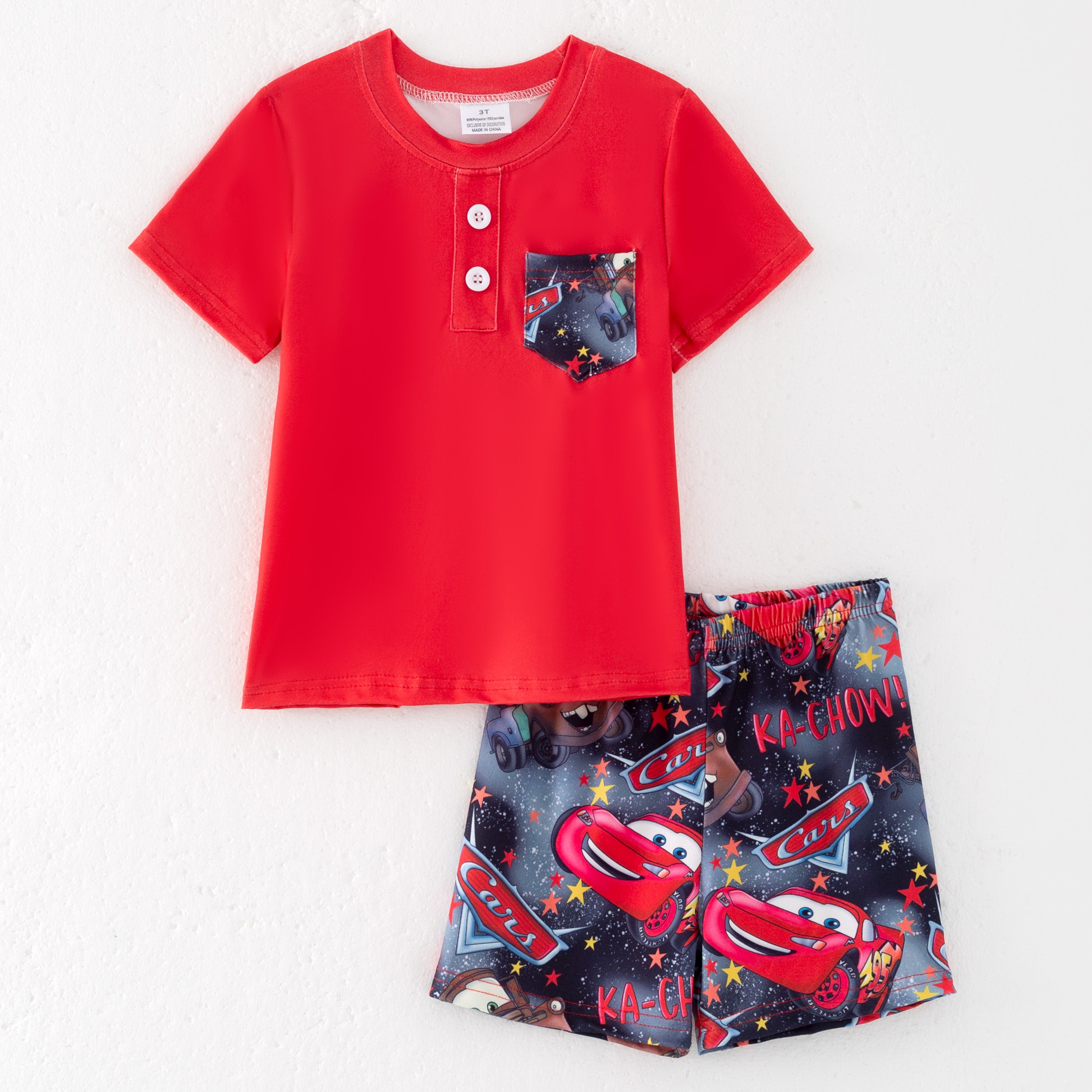 （Pre Order）Boys Spring and Summer Cartoon Print Shorts Set