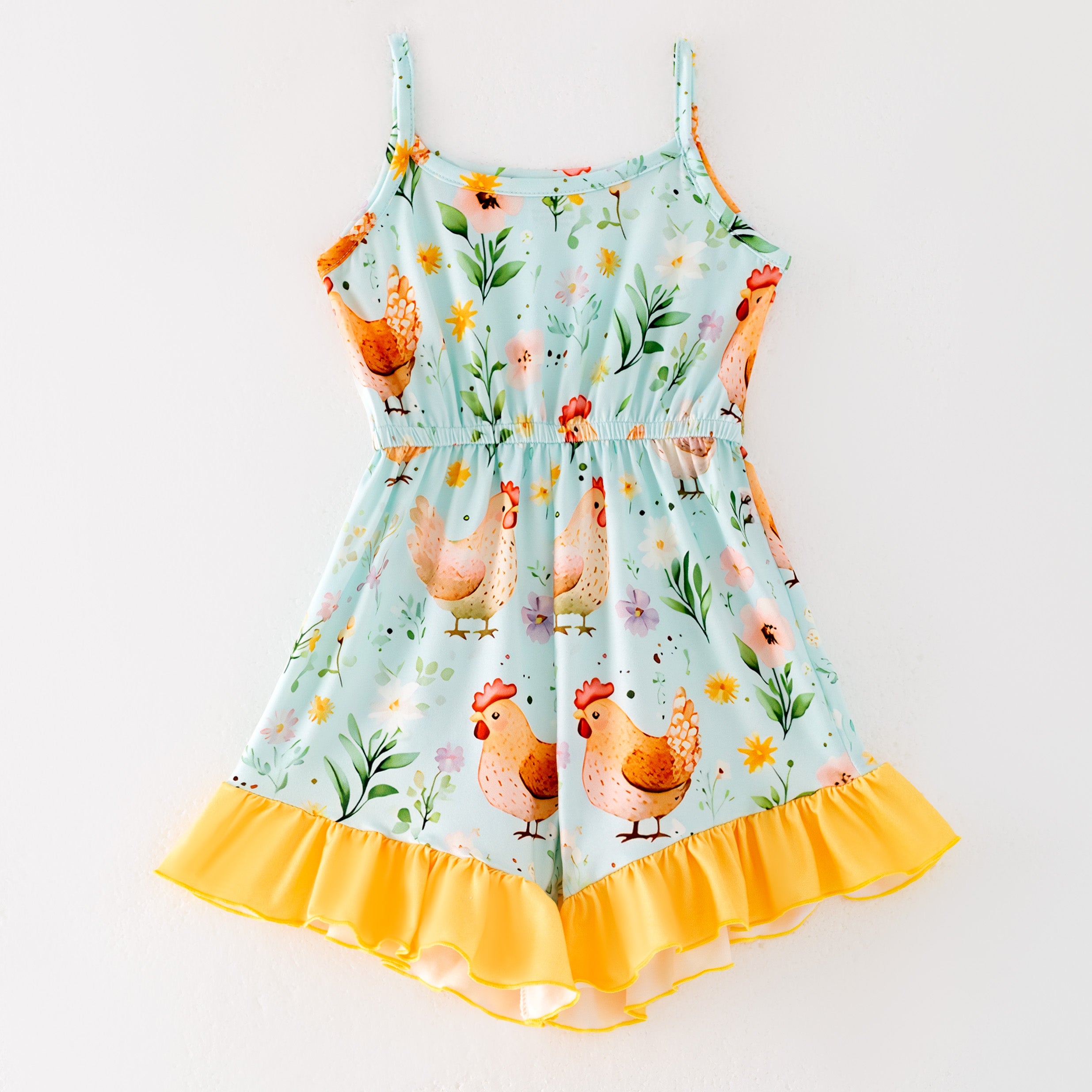 （Pre Order）Girls Spring and Summer Farm Print Dress,Shorts and Jumpsuit