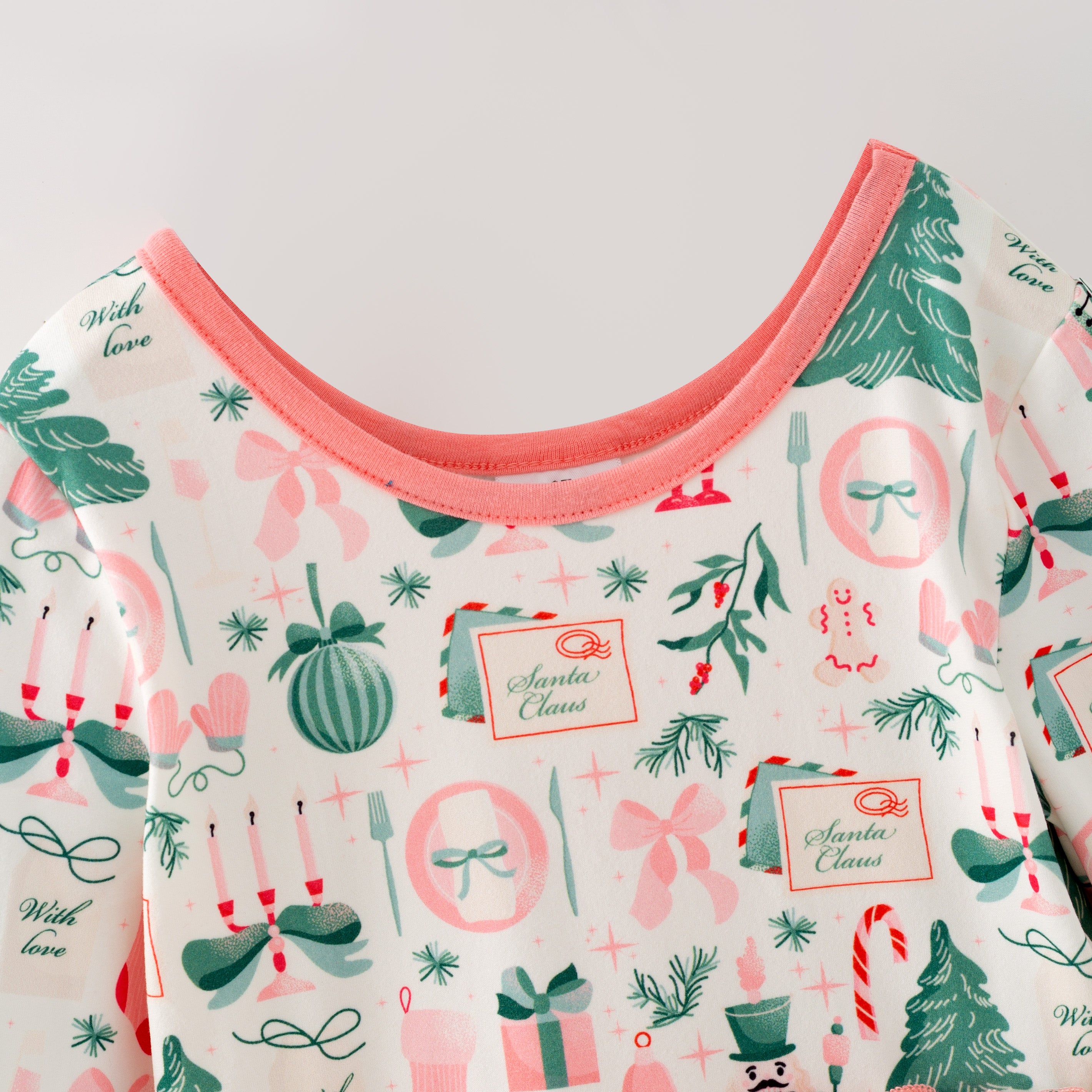 （In Stock）Girls Christmas Print Ruffle Dress