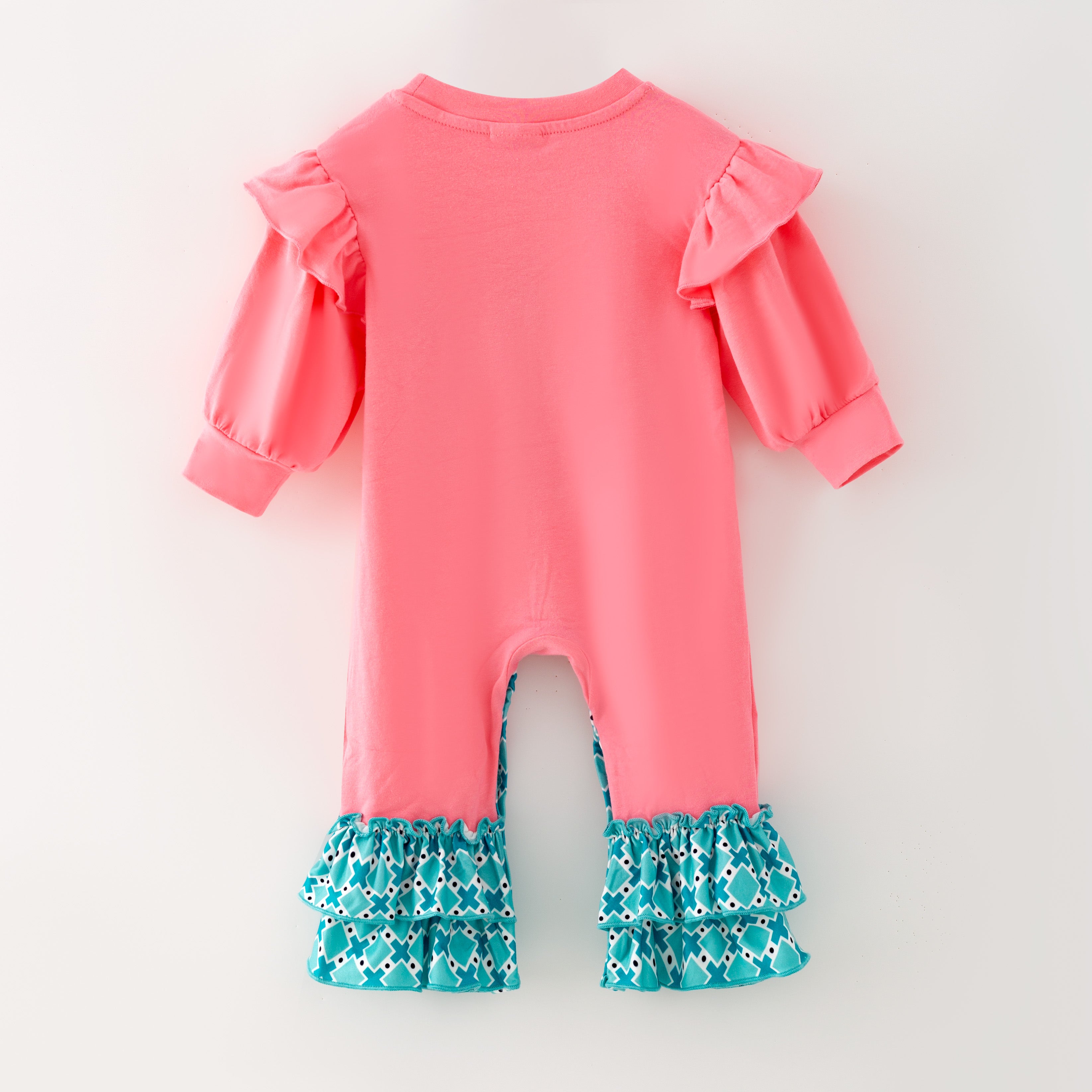 （In Stock）Toddler Girls Christmas Applique Cotton Romper