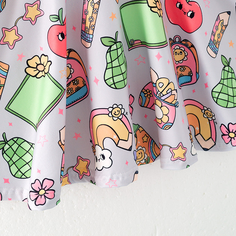 （Pre Order）Girls Summer Back To School Print Dress