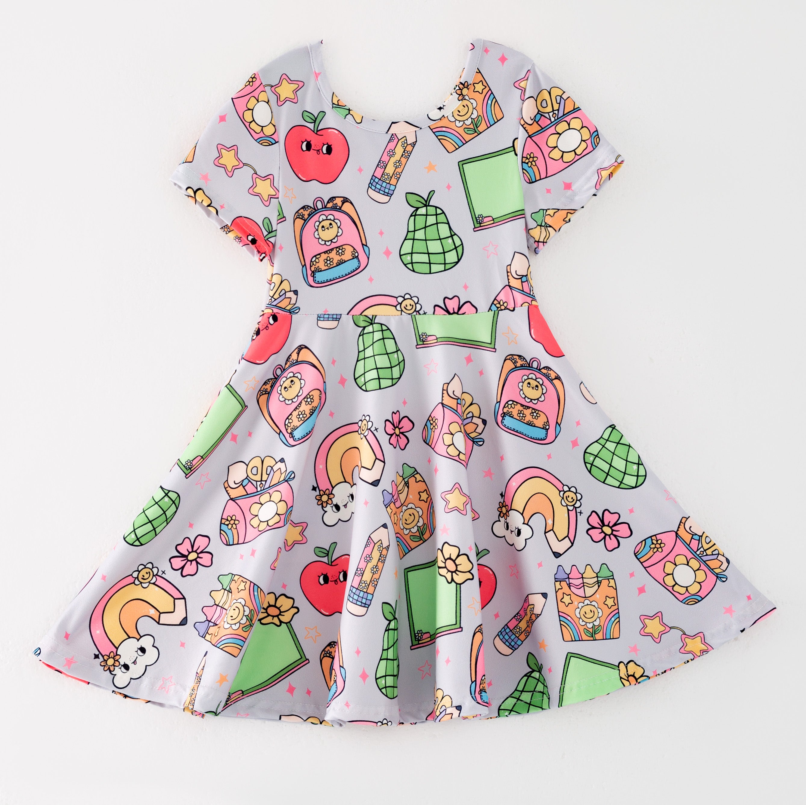 （Pre Order）Girls Summer Back To School Print Dress