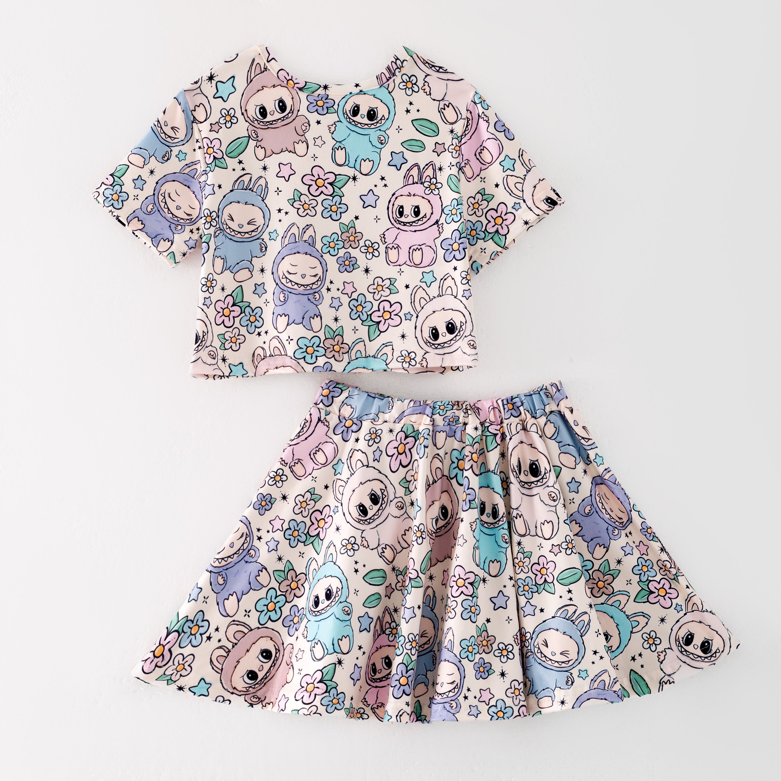 （Pre Order）Girls Spring and Summer Cartoon Print Dress,Set,Jumpsuit＆Top