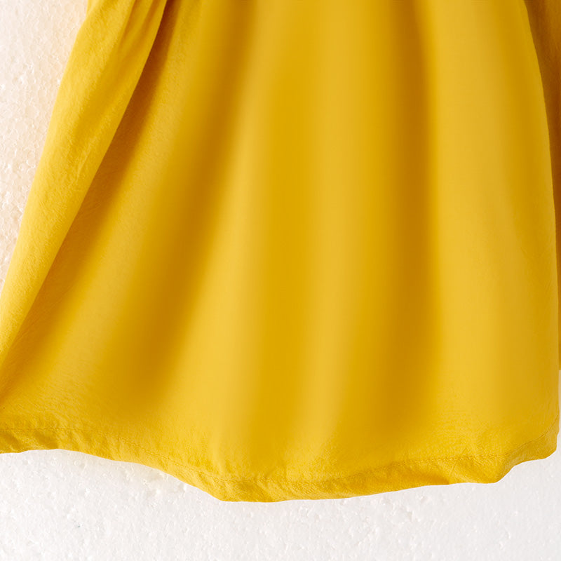 （In Stock）Girls Summer Ginger Yellow Knotted Cotton Dress