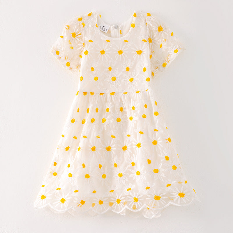 （In Stock）Girls Summer Daisy Embroidery Dress
