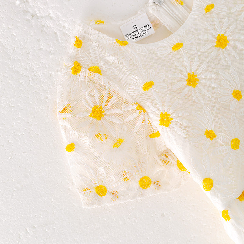 （In Stock）Girls Summer Daisy Embroidery Dress