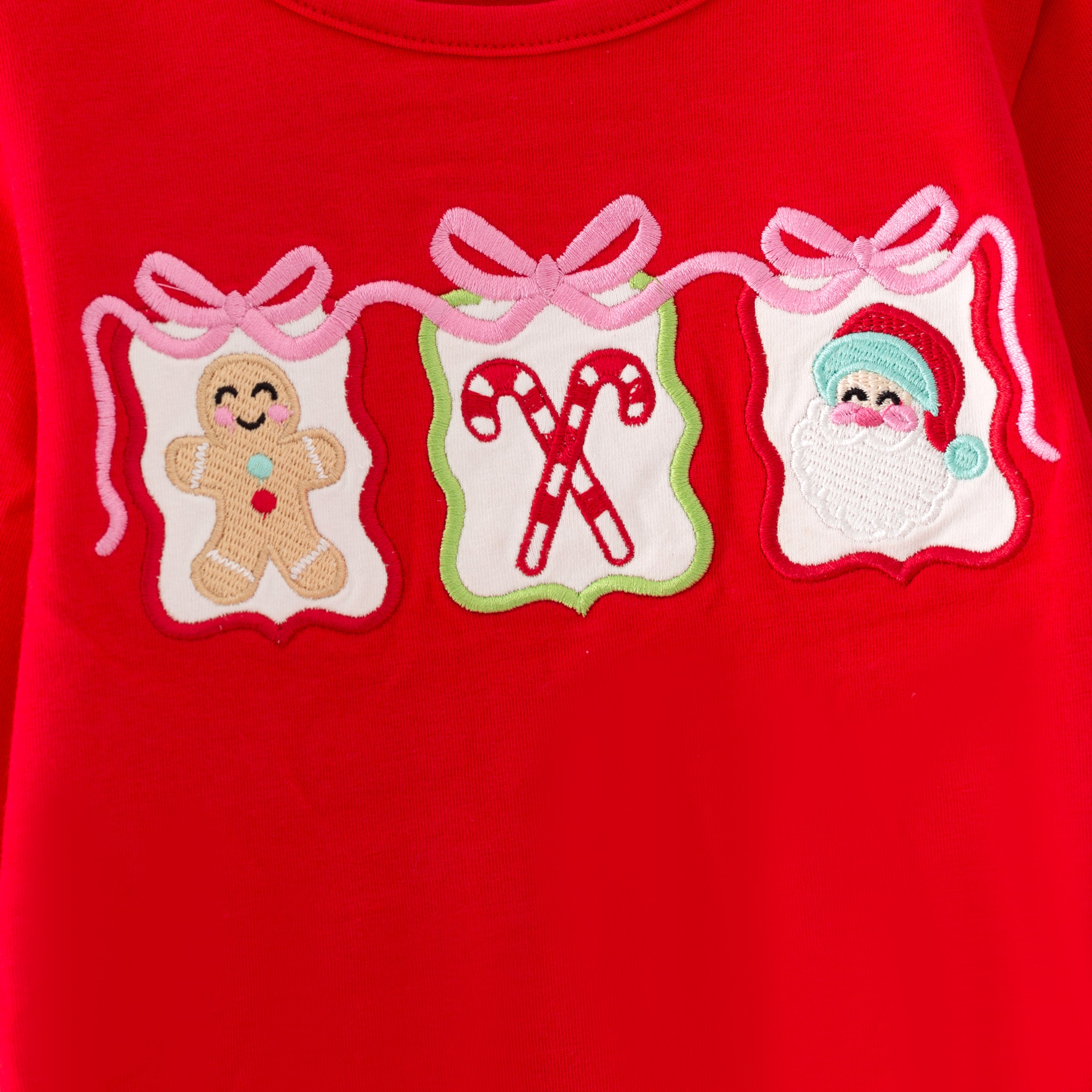 （In Stock）Girls Christmas Applique Outfit Set