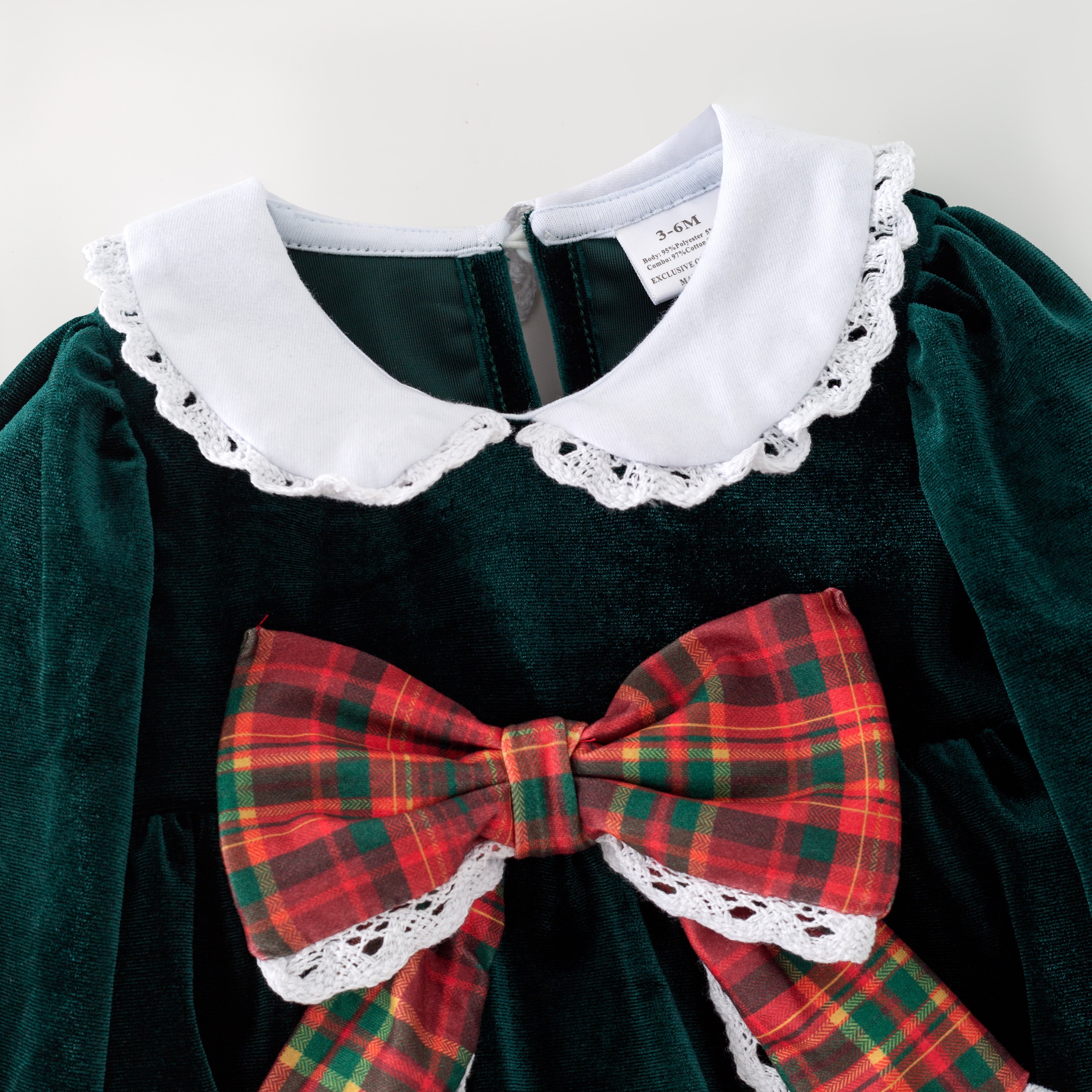 （In Stock）Toddler Girls Christmas Bow Velvet Romper