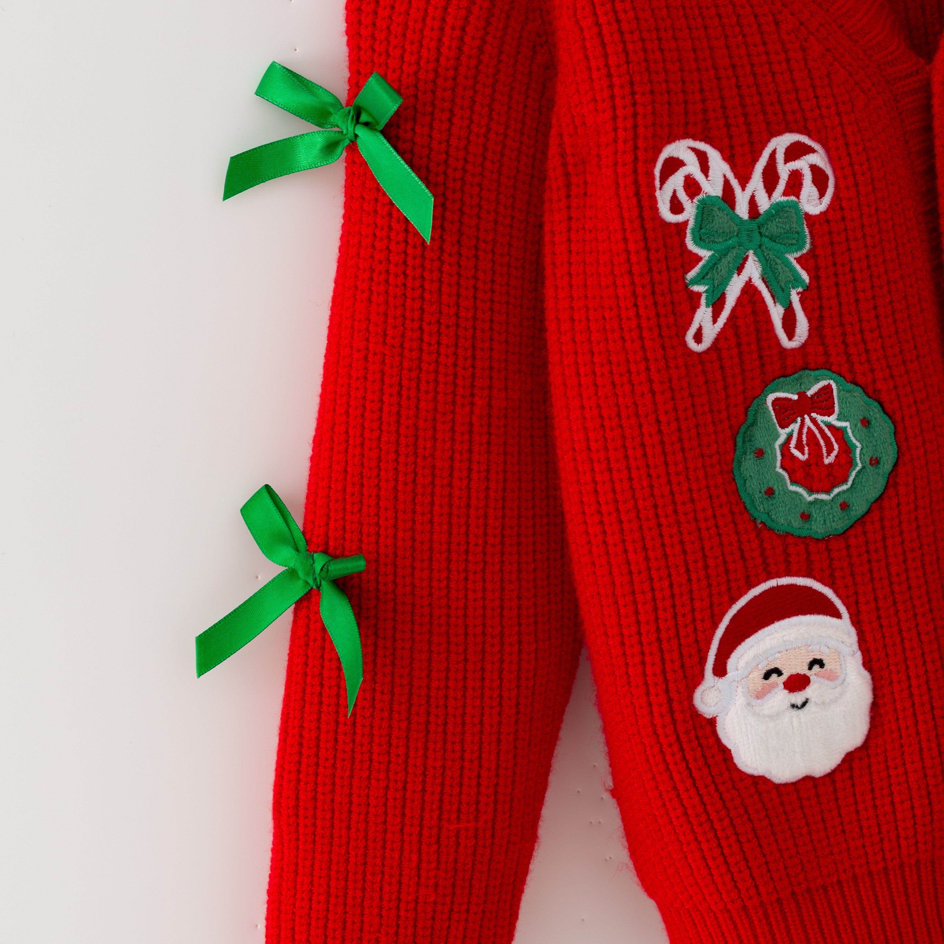 （In Stock）Girls Christmas Applique Red Cardigan Jacket