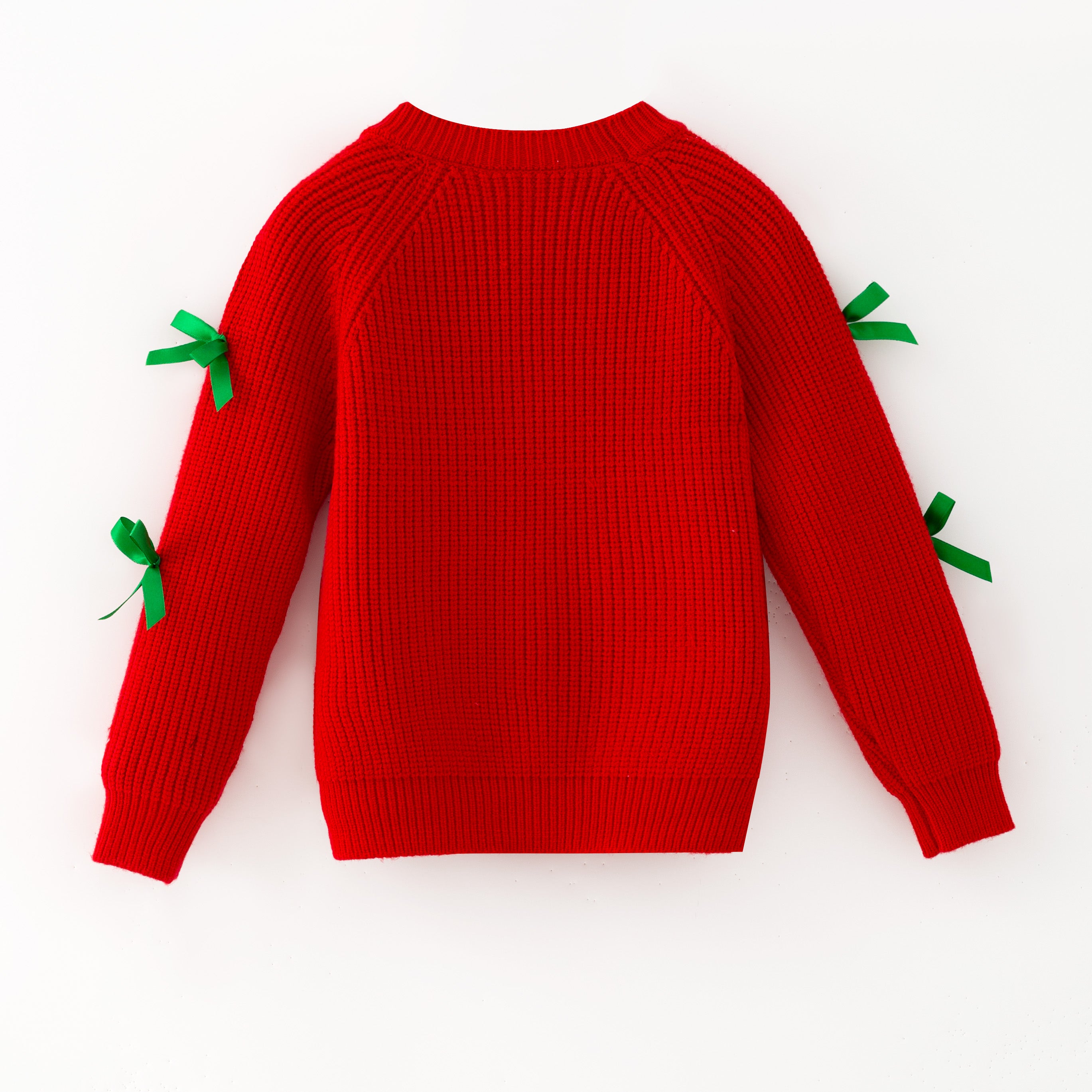 （In Stock）Girls Christmas Applique Red Cardigan Jacket