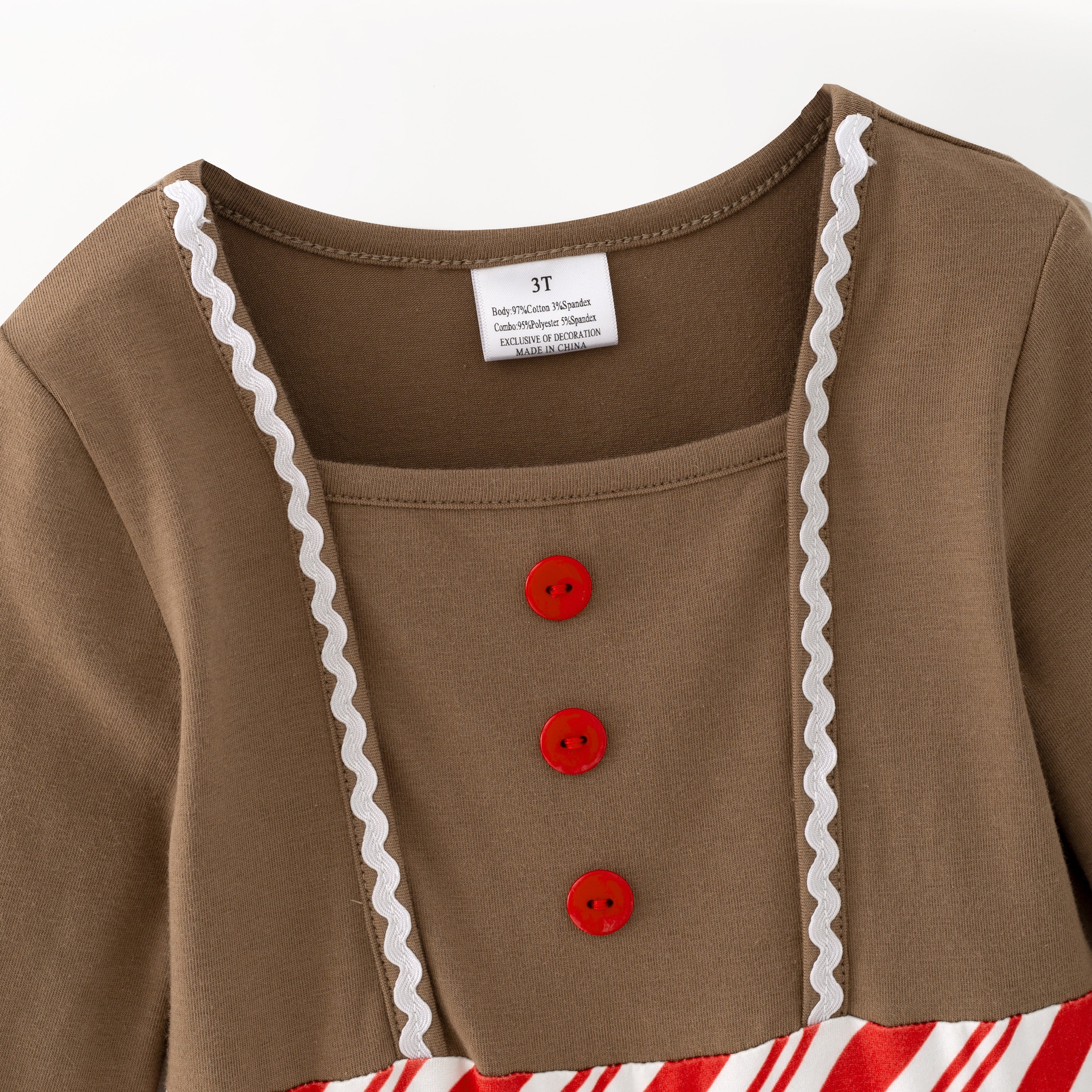 （In Stock）Girls Christmas Gingerbread Applique Cotton Dress